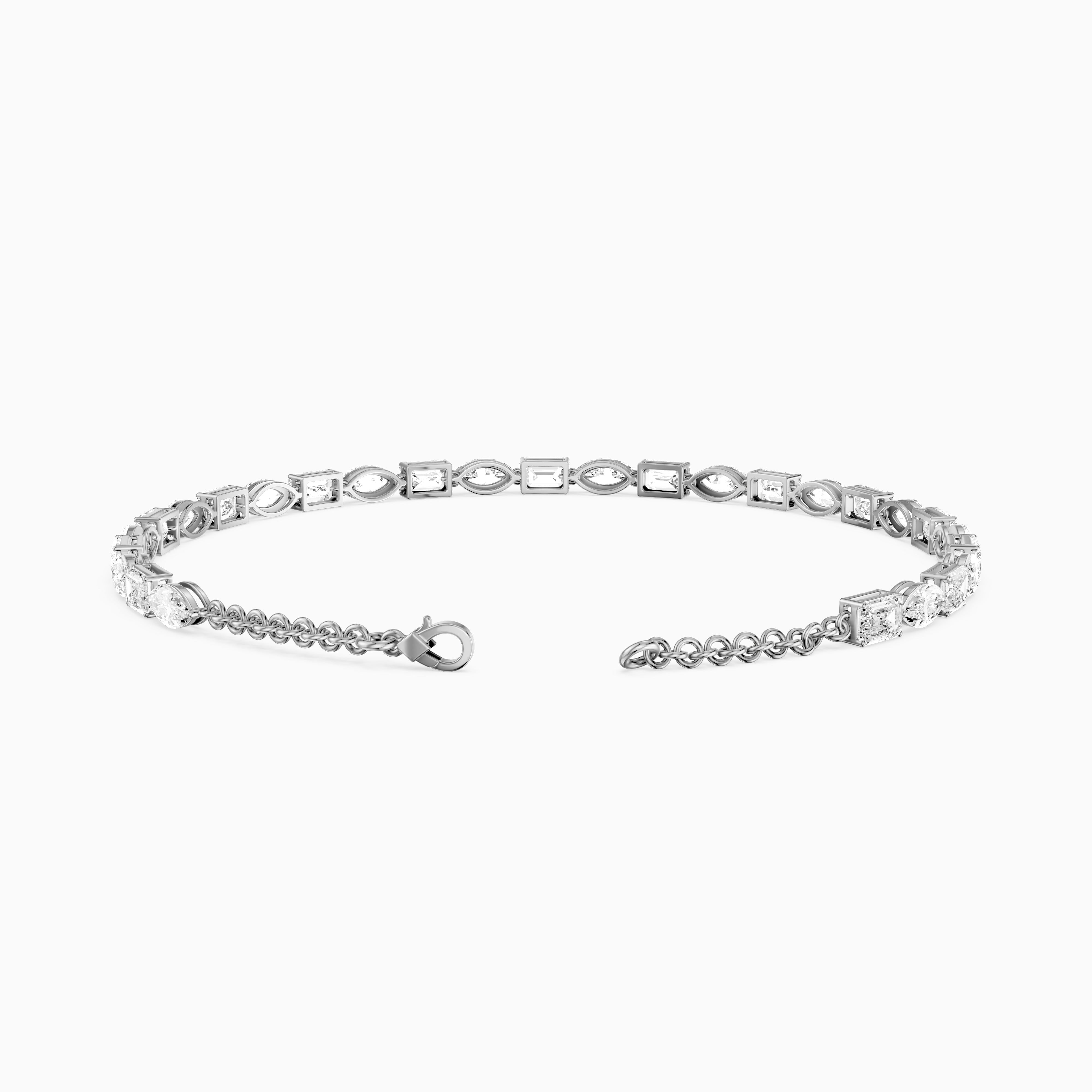 Winnie Alternating Marquise and Emerald Cut Lab Grown Diamond Tennis Bracelet
