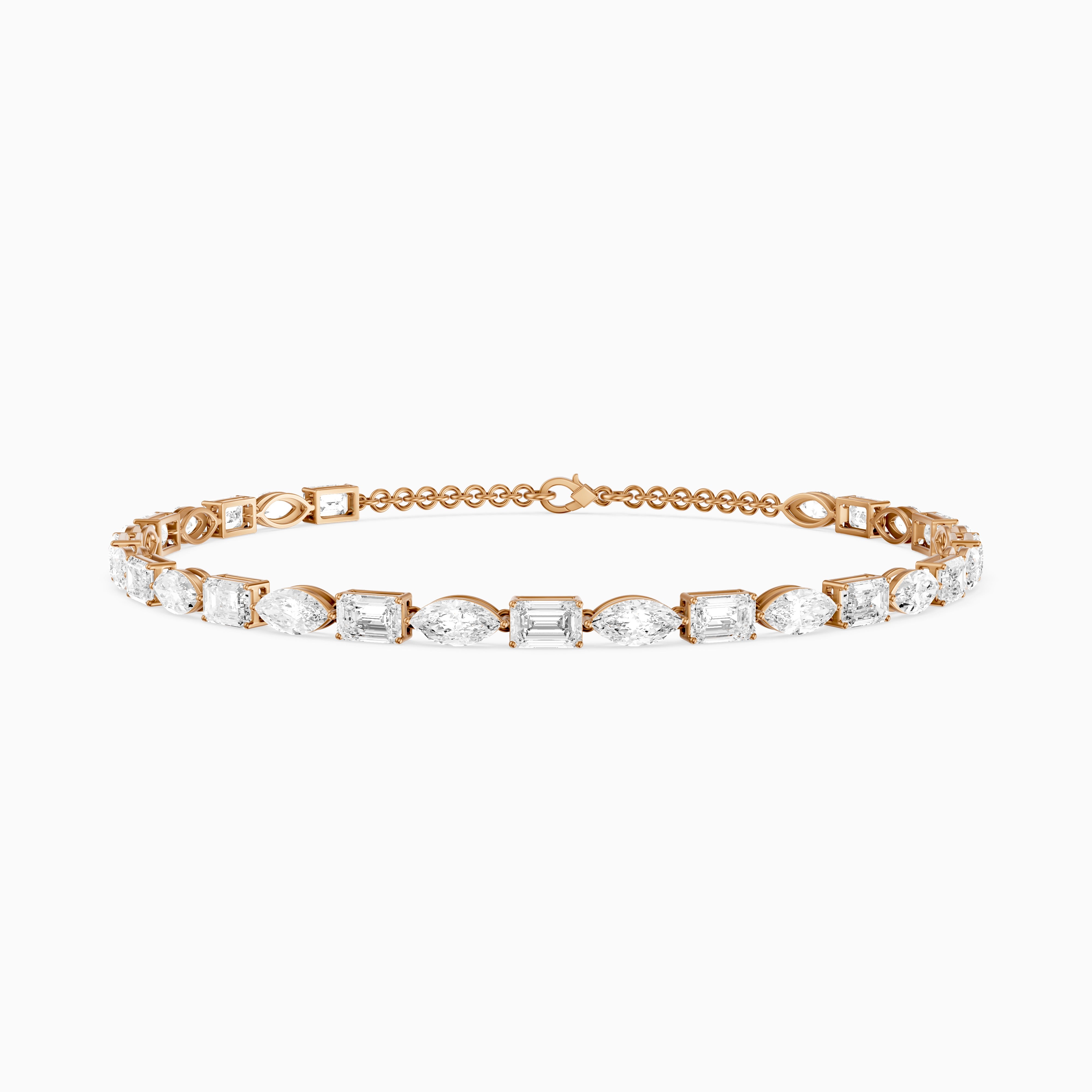 Winnie Alternating Marquise and Emerald Cut Lab Grown Diamond Tennis Bracelet