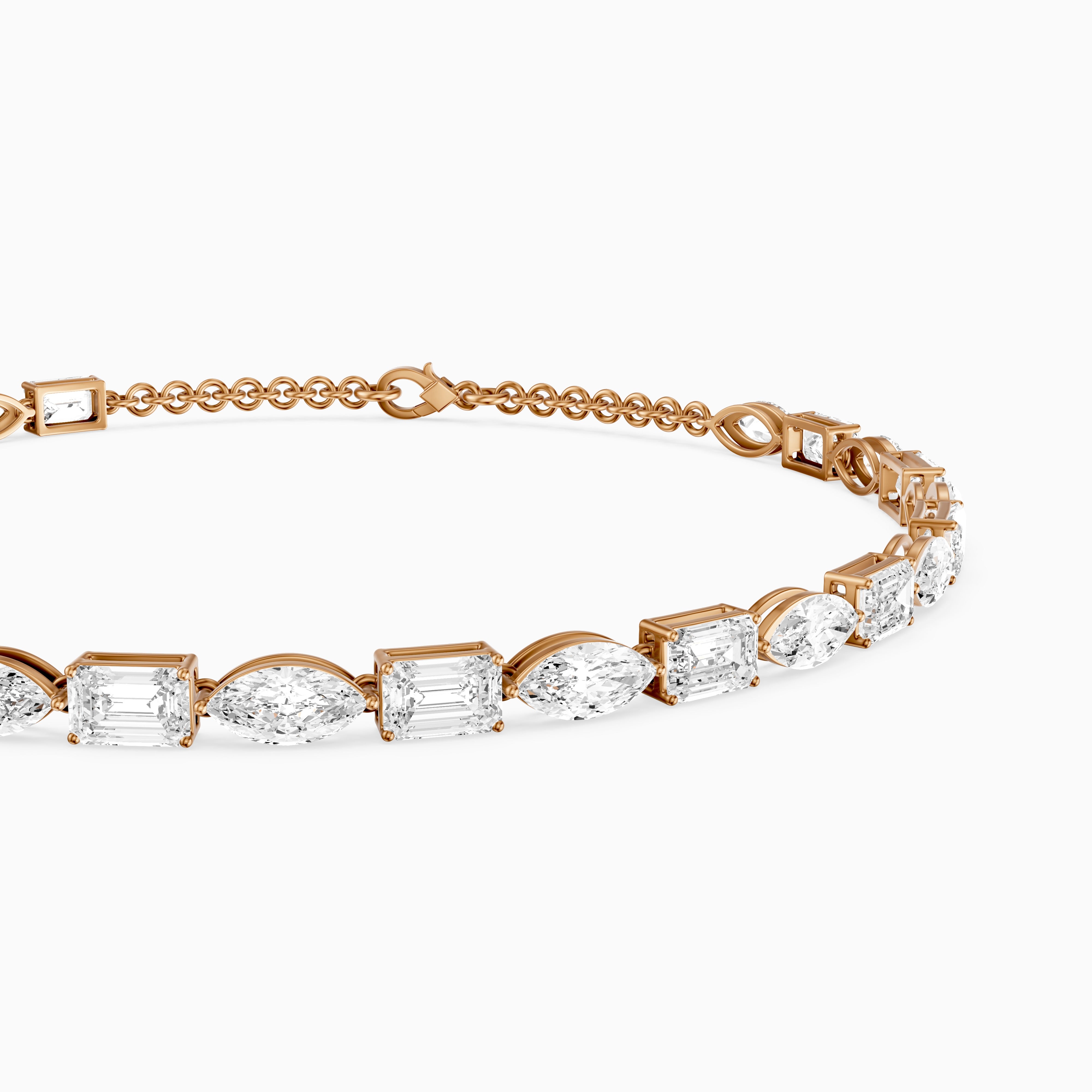Winnie Alternating Marquise and Emerald Cut Lab Grown Diamond Tennis Bracelet