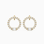 Garnet Baguette and Round Lab Grown Diamond Circle Earrings