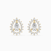 Zana Pear and Round Lab Grown Diamond Halo Stud Earrings