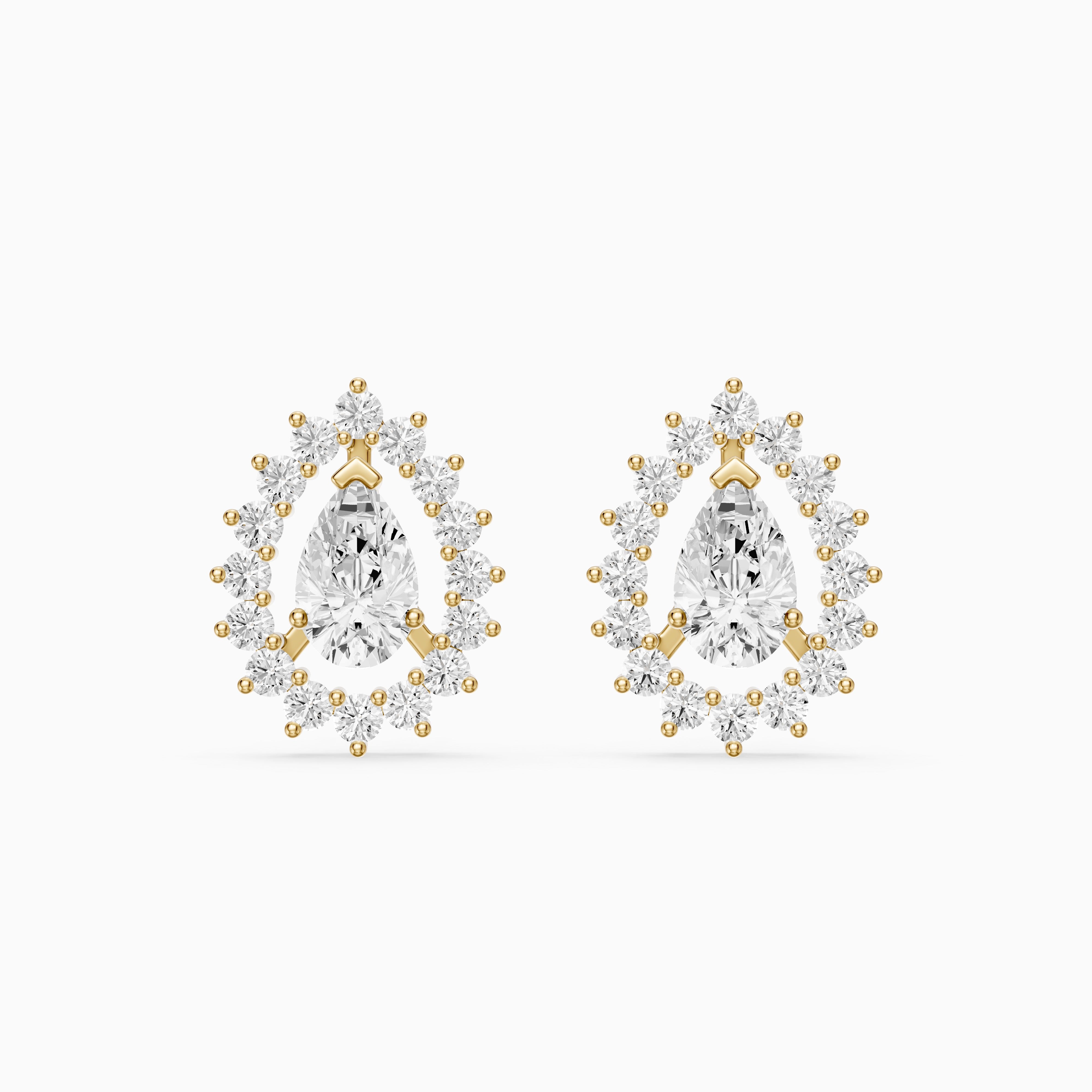 Zana Pear and Round Lab Grown Diamond Halo Stud Earrings