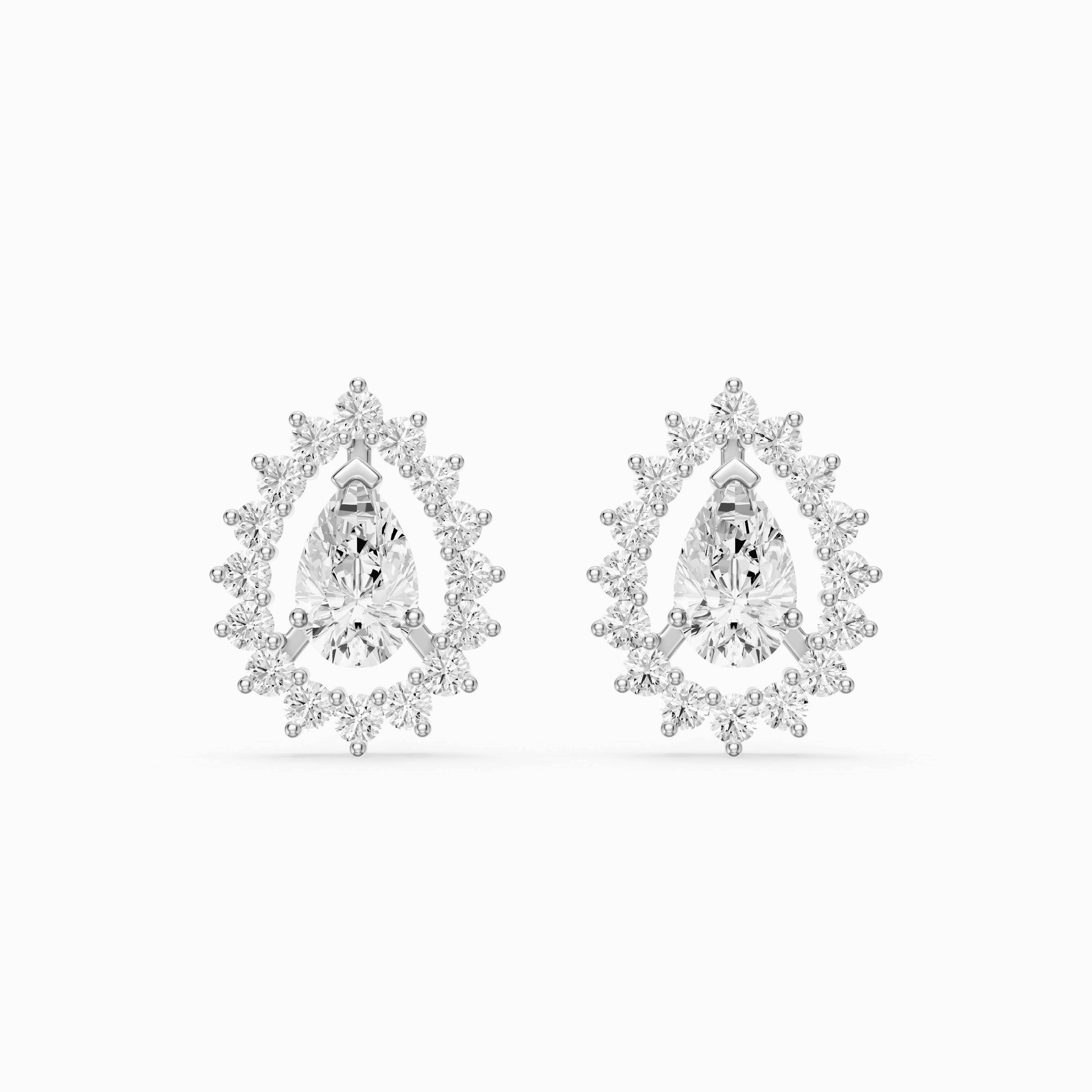 Zana Pear and Round Lab Grown Diamond Halo Stud Earrings