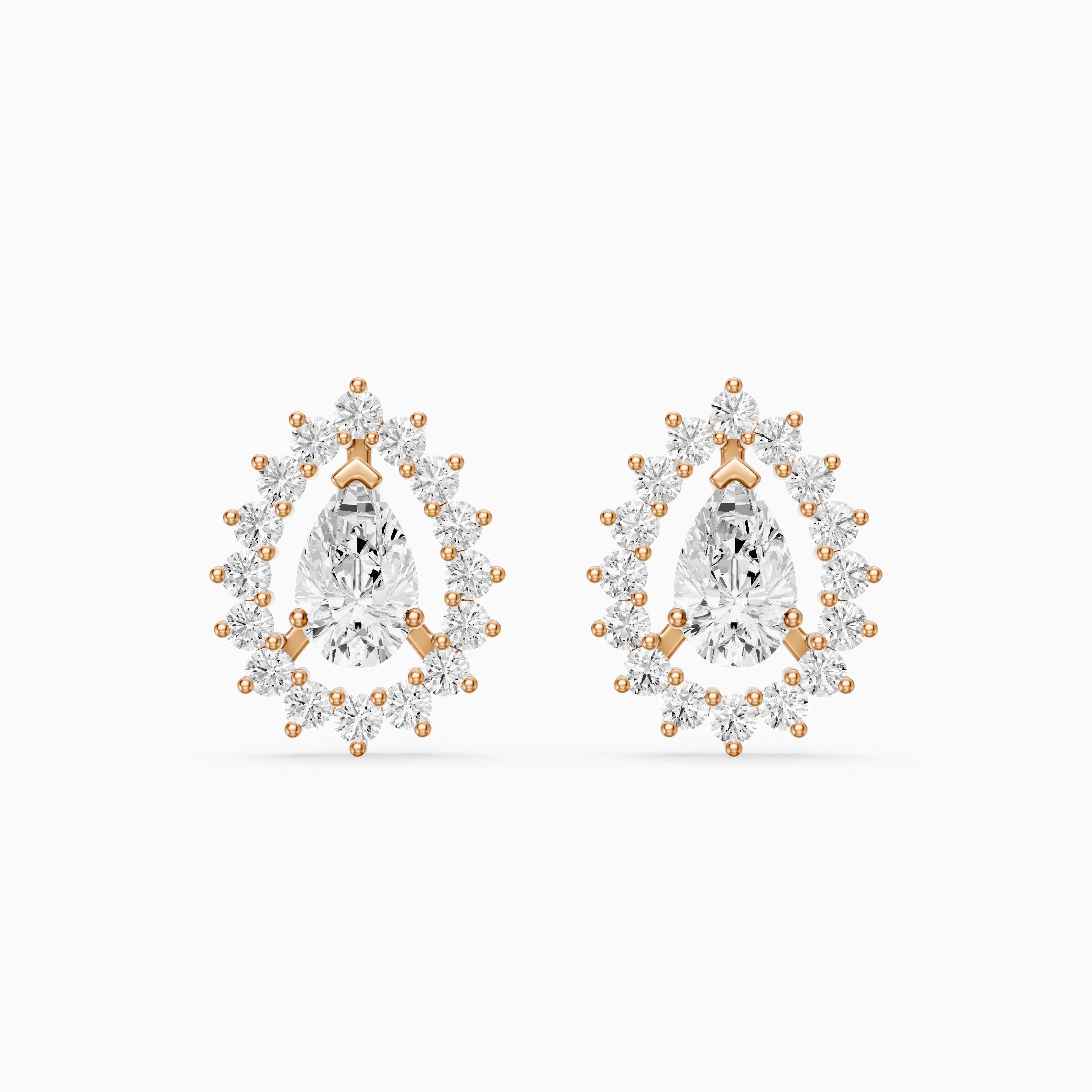 Zana Pear and Round Lab Grown Diamond Halo Stud Earrings
