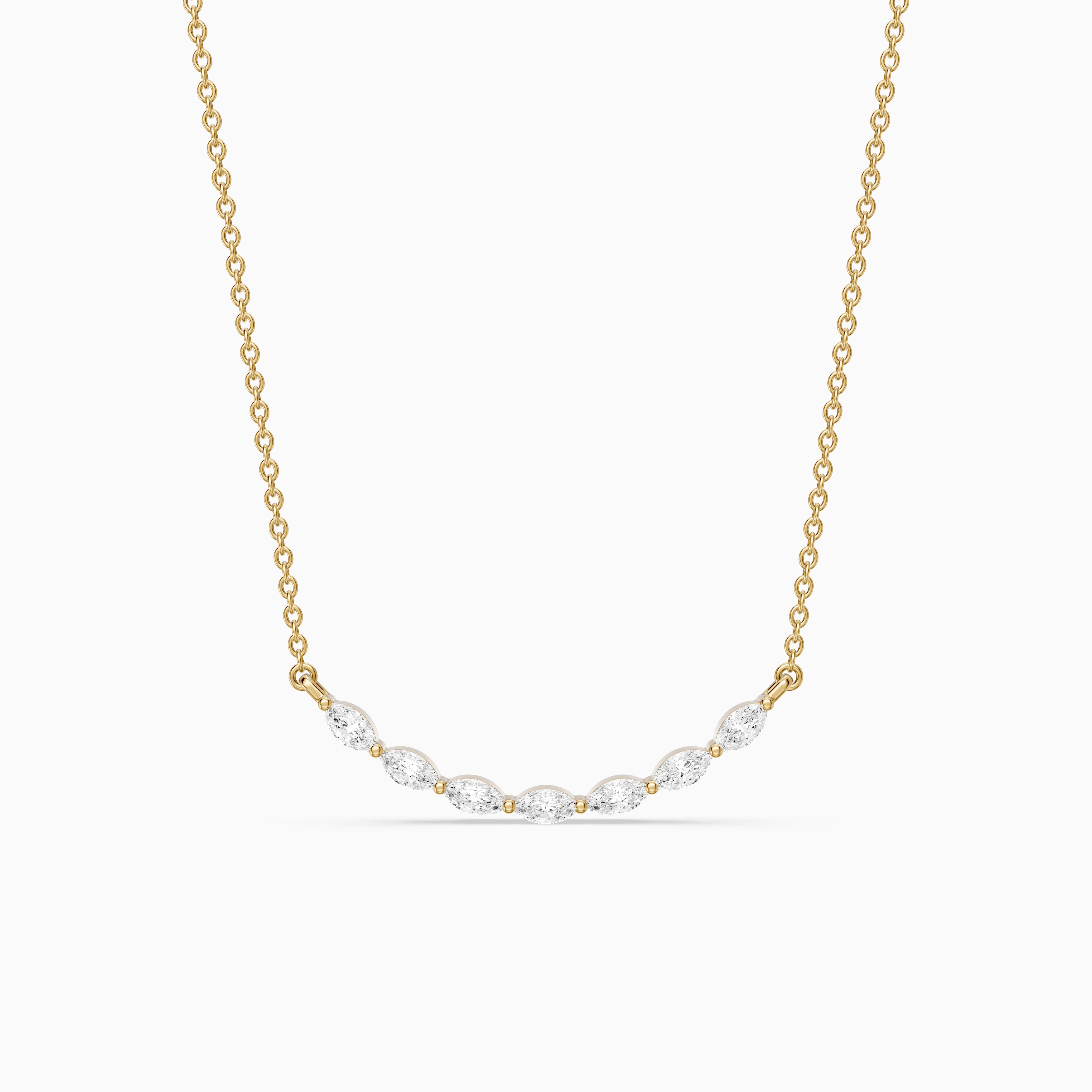 Frances Marquise Lab Diamond Bar Curved Necklace