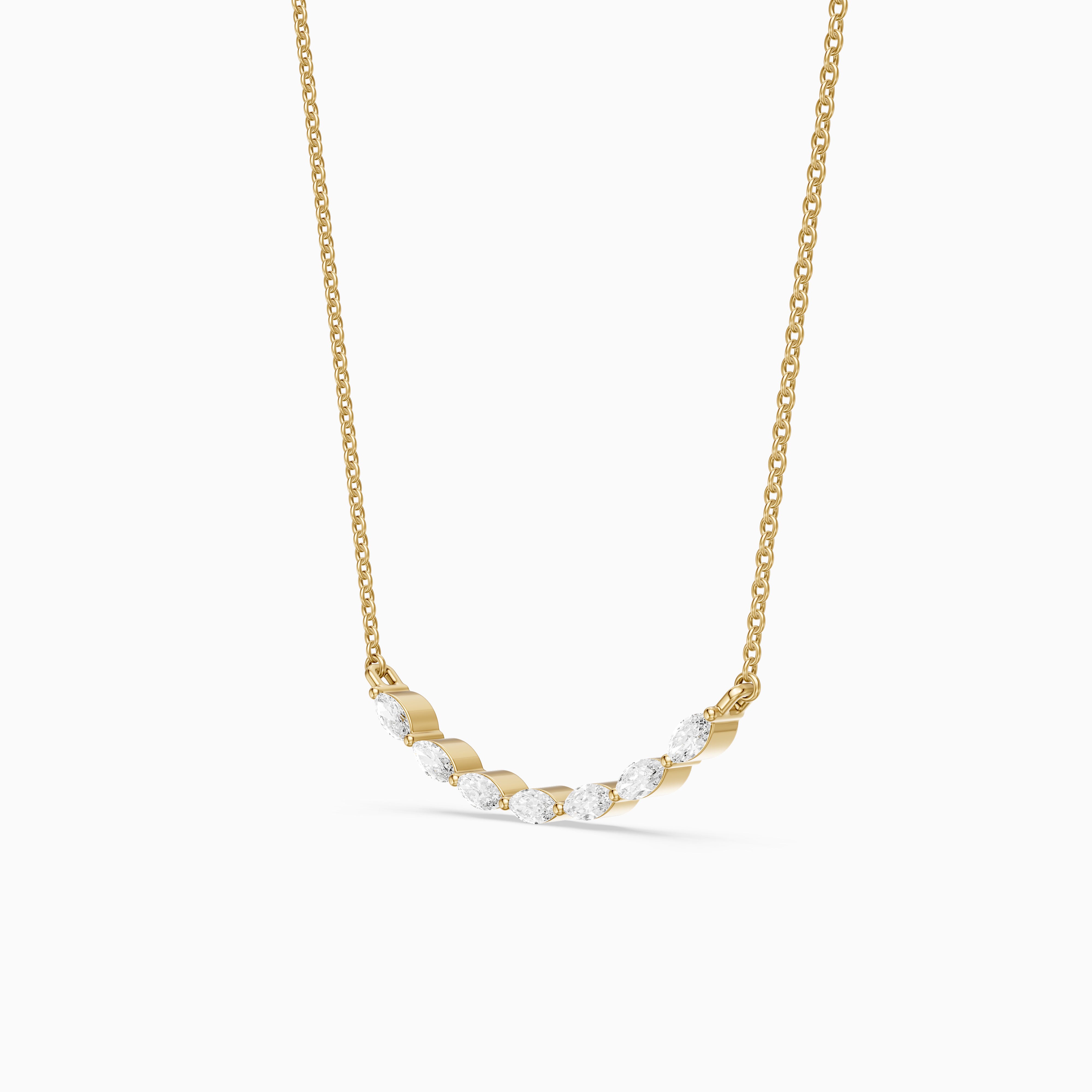 Frances Marquise Lab Diamond Bar Curved Necklace