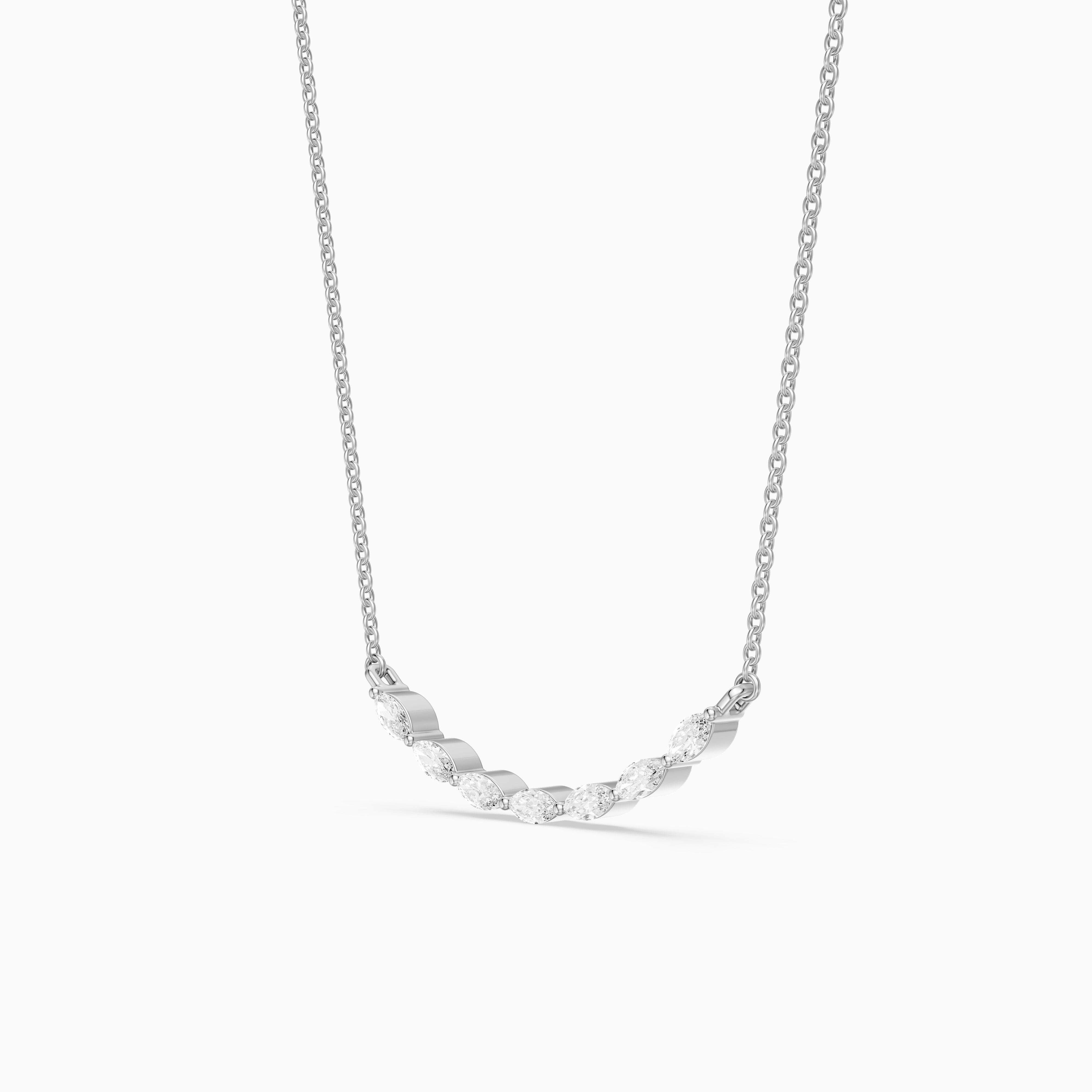 Frances Marquise Lab Diamond Bar Curved Necklace