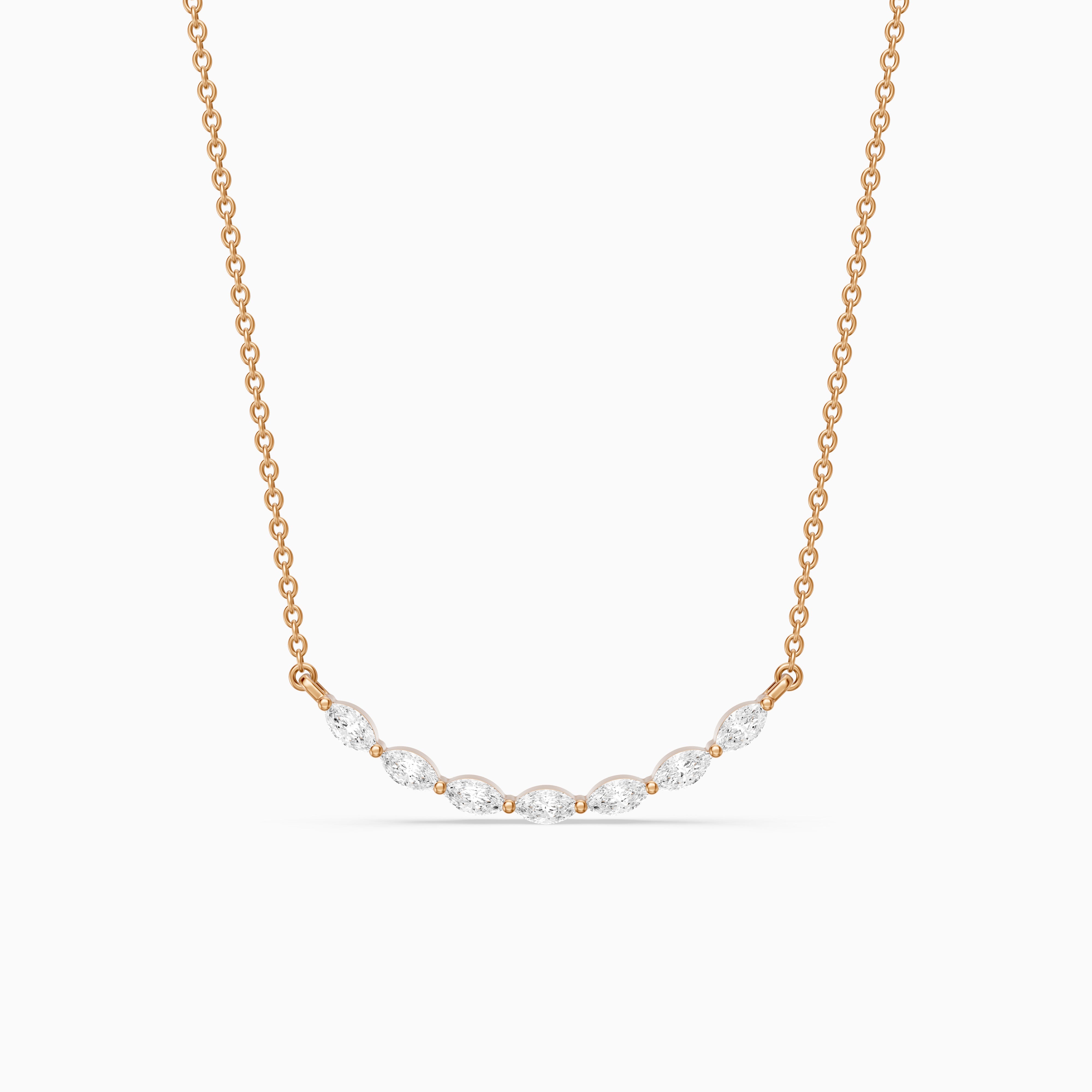 Frances Marquise Lab Diamond Bar Curved Necklace