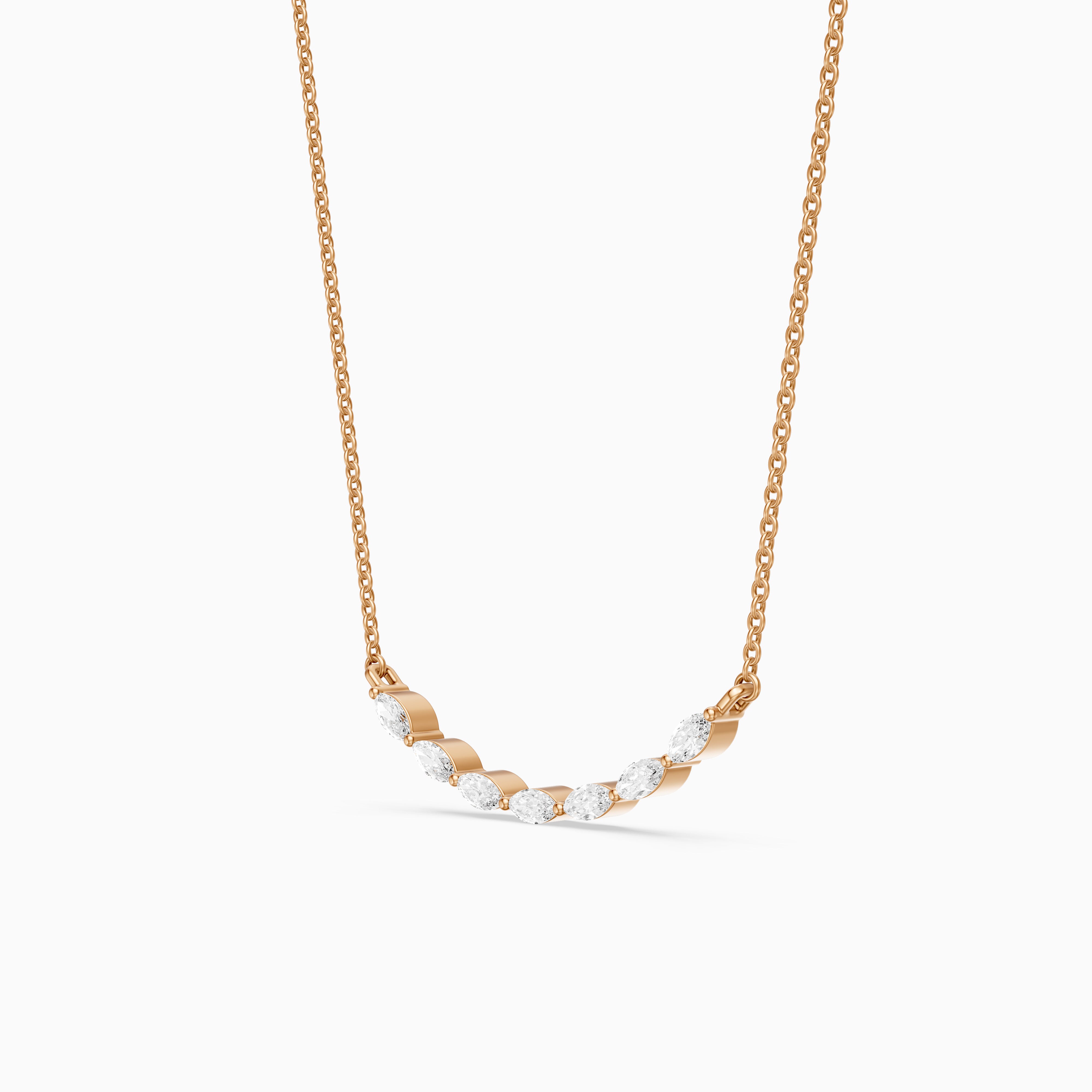 Frances Marquise Lab Diamond Bar Curved Necklace