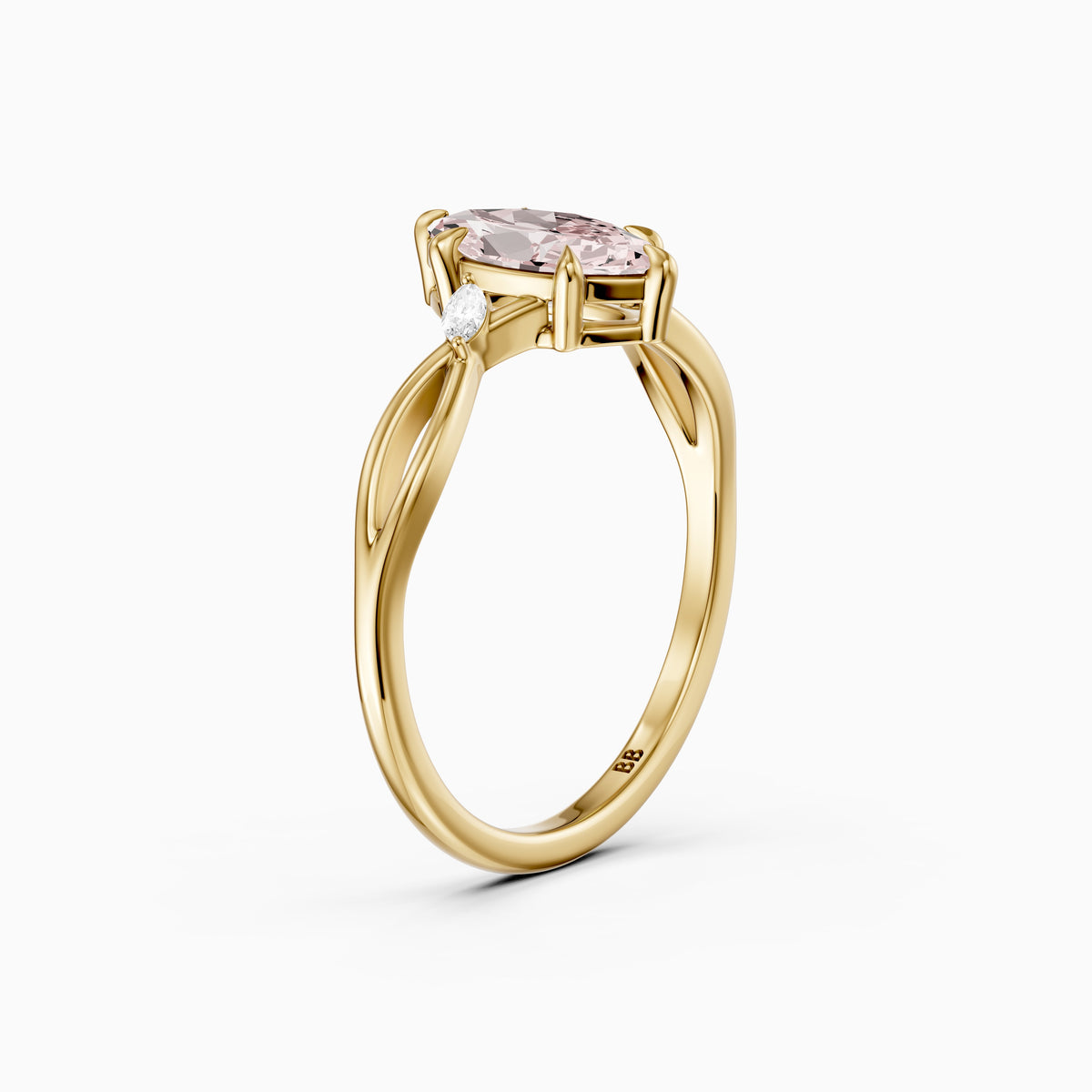 Saffron Marquise Pink Lab Grown Diamond Split Shank Engagement Ring