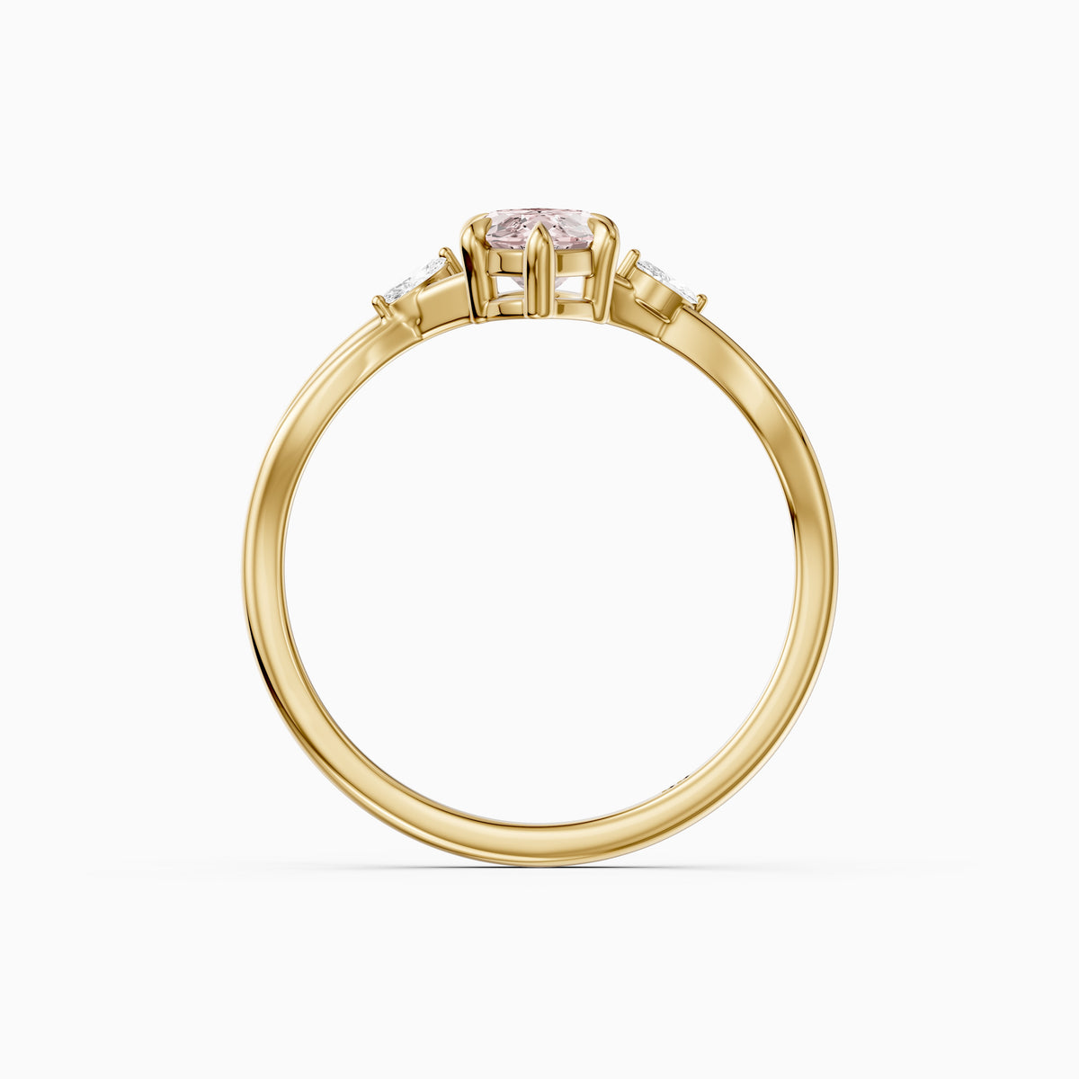 Saffron Marquise Pink Lab Grown Diamond Split Shank Engagement Ring