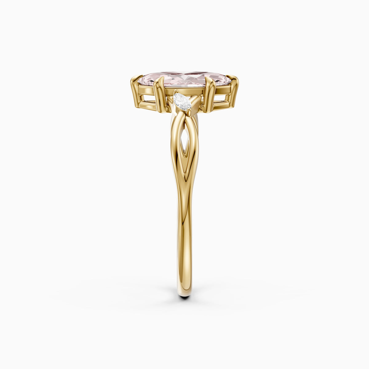 Saffron Marquise Pink Lab Grown Diamond Split Shank Engagement Ring
