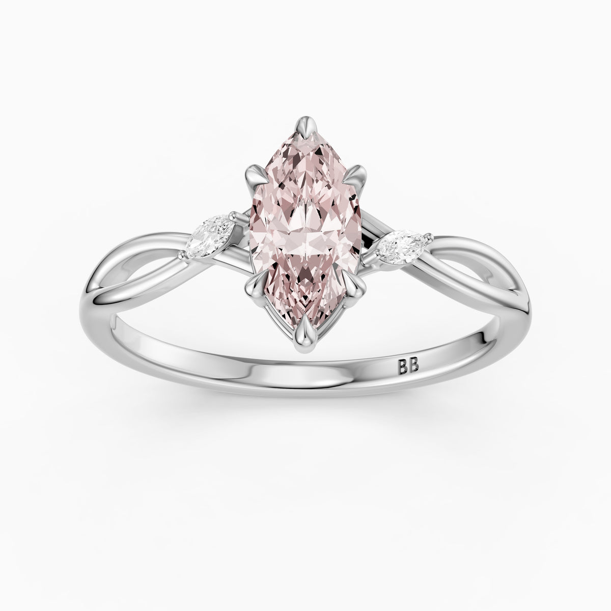 Saffron Marquise Pink Lab Grown Diamond Split Shank Engagement Ring