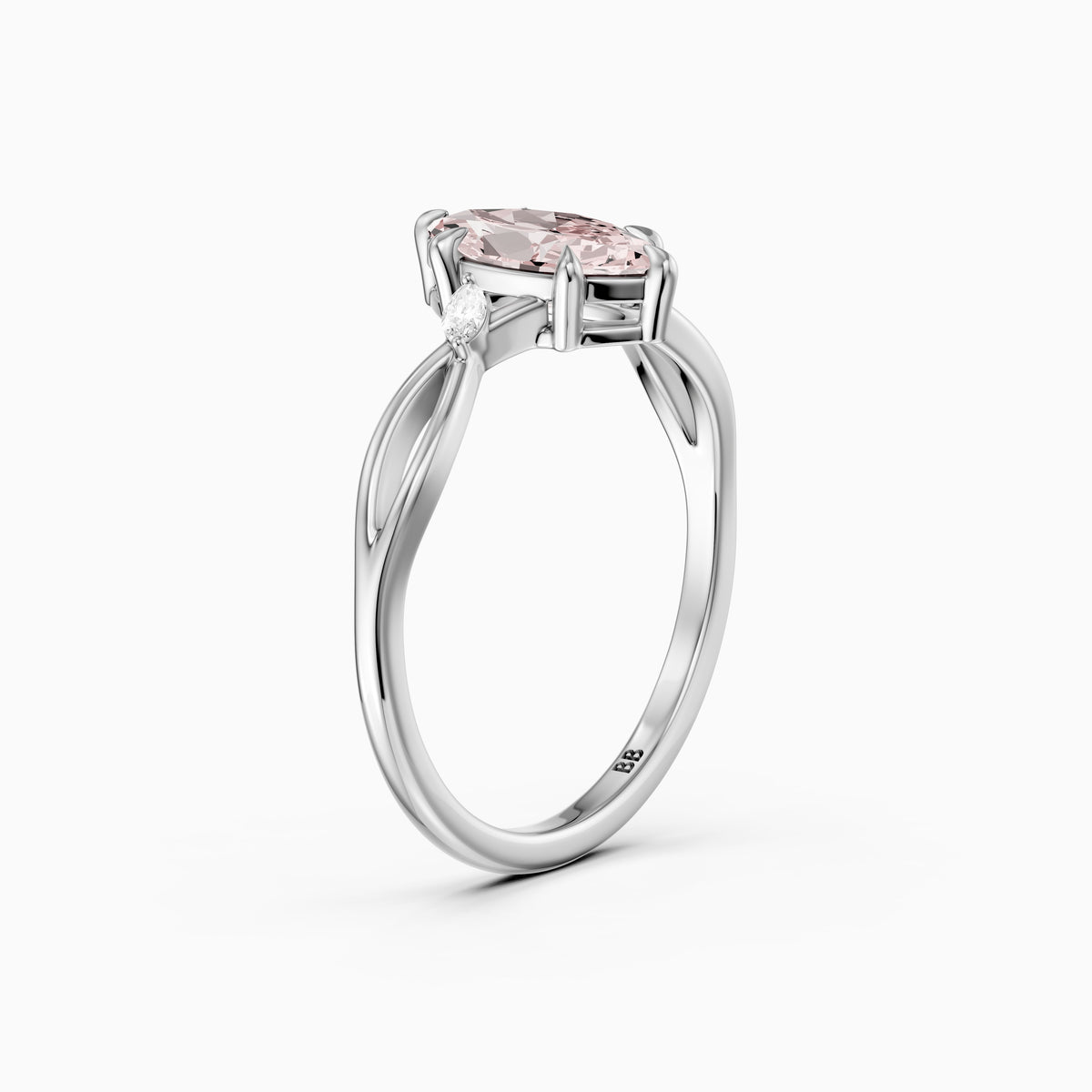 Saffron Marquise Pink Lab Grown Diamond Split Shank Engagement Ring