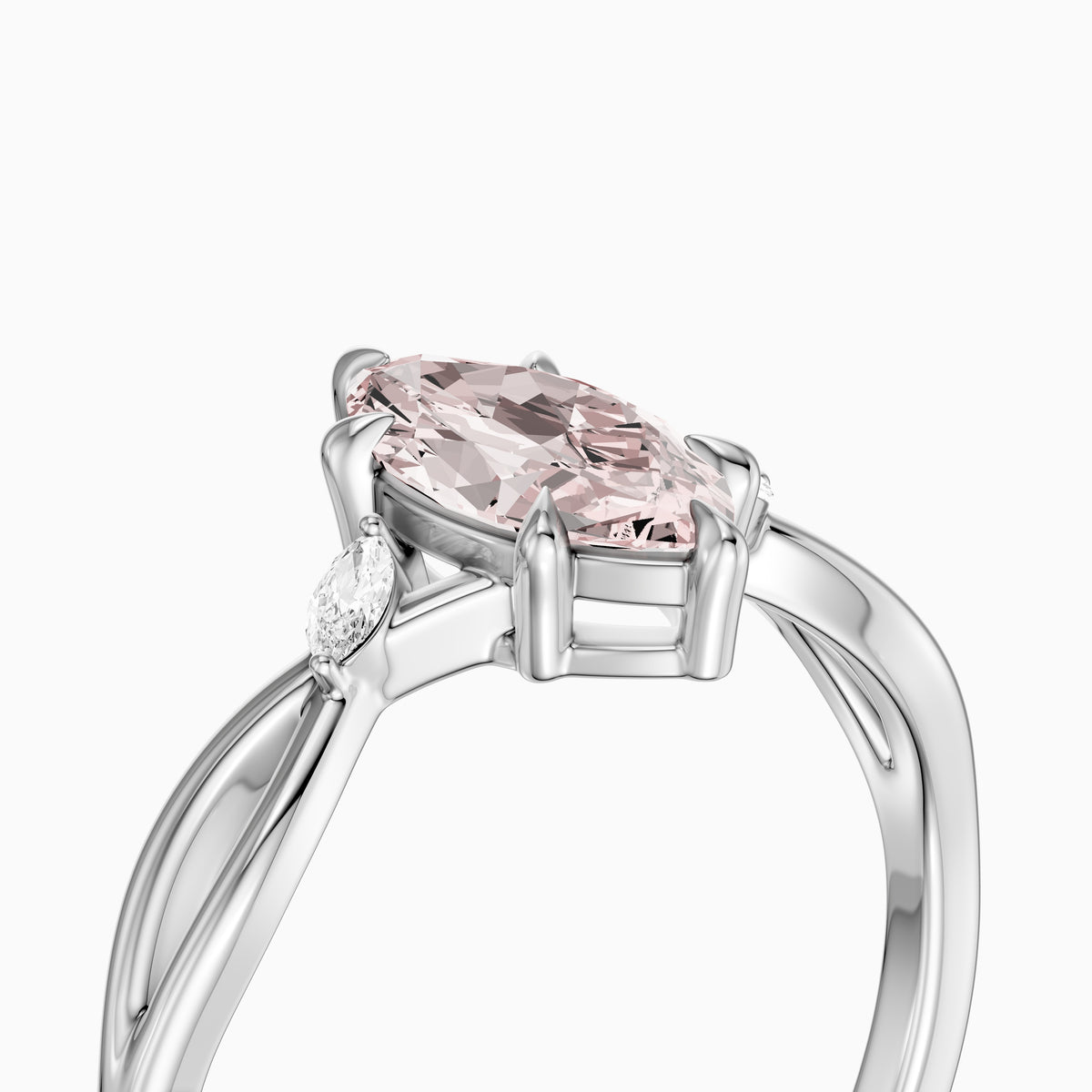 Saffron Marquise Pink Lab Grown Diamond Split Shank Engagement Ring