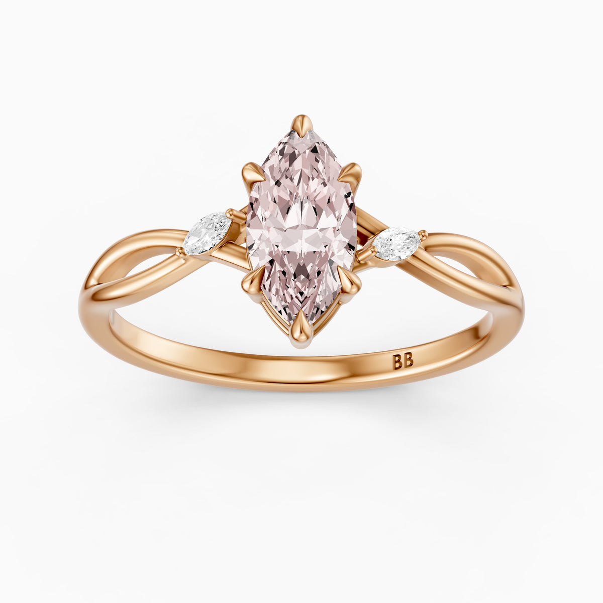 Saffron Marquise Pink Lab Grown Diamond Split Shank Engagement Ring