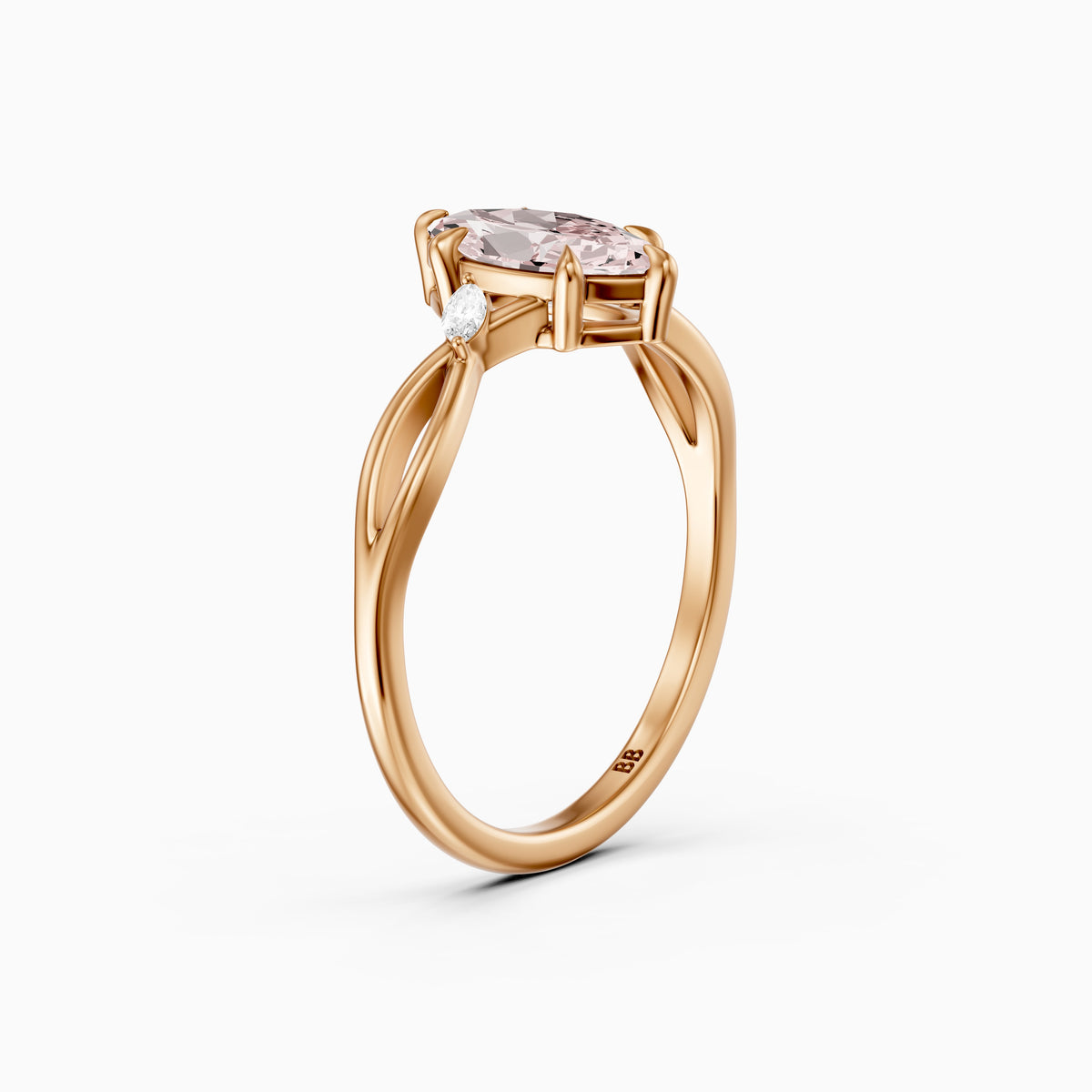 Saffron Marquise Pink Lab Grown Diamond Split Shank Engagement Ring