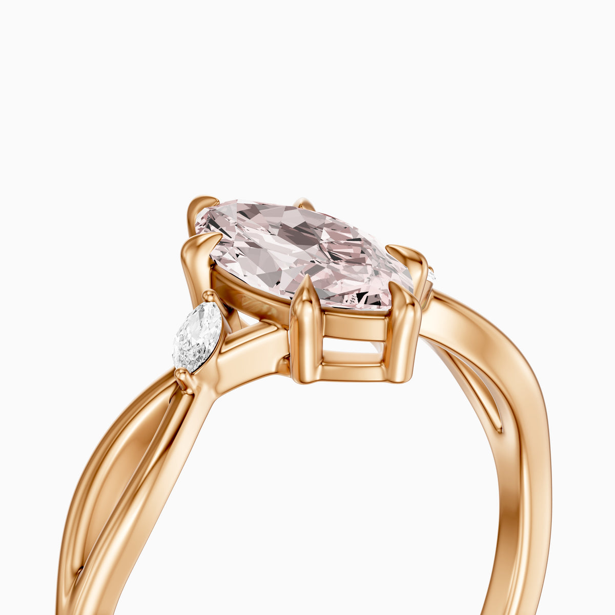 Saffron Marquise Pink Lab Grown Diamond Split Shank Engagement Ring