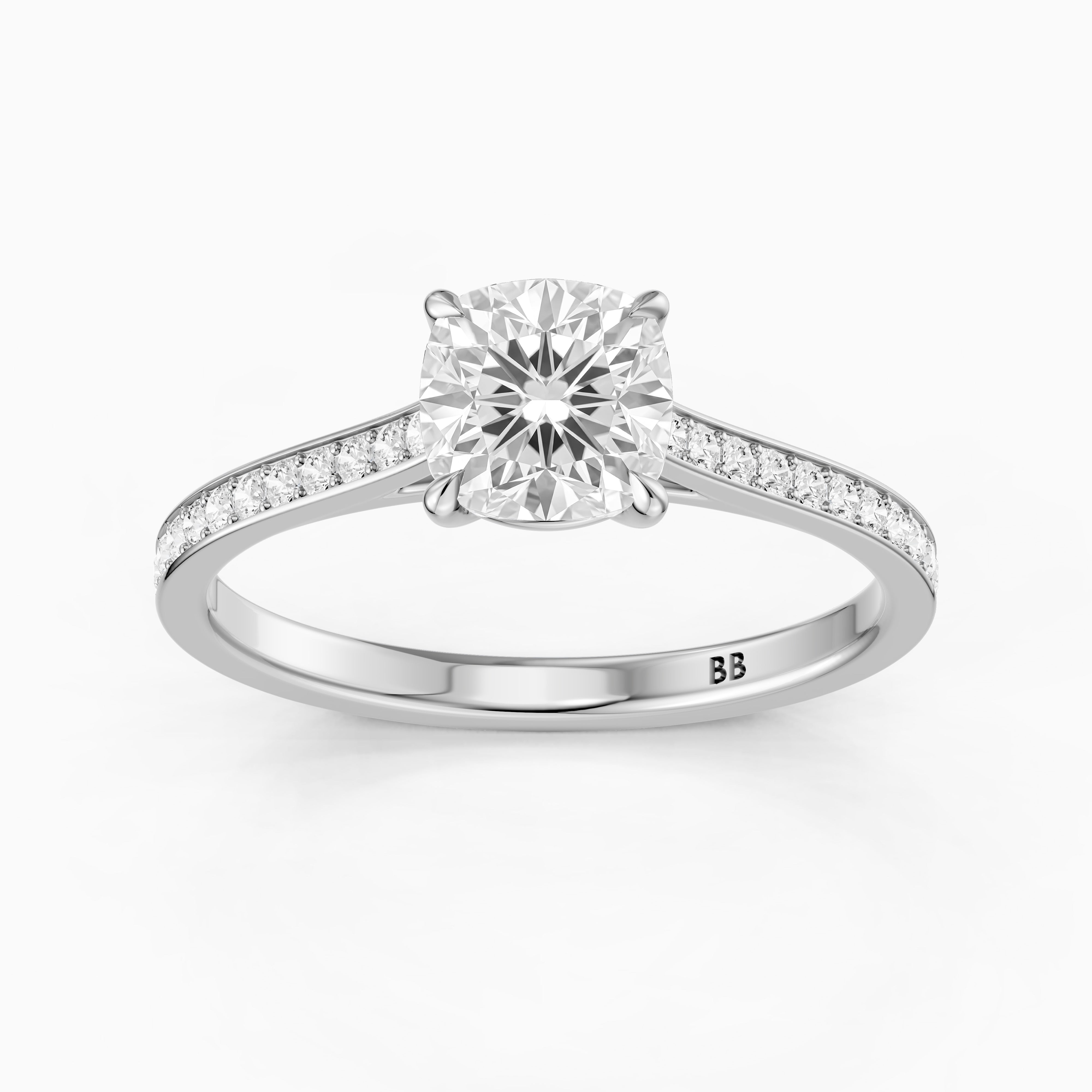 Jorene 4 Prong Cushion Cut Channel Set Lab Grown Diamond Ring