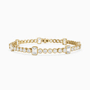 Daisy Emerald Cut and Round Lab Grown Diamond Station Tennis Bracelet