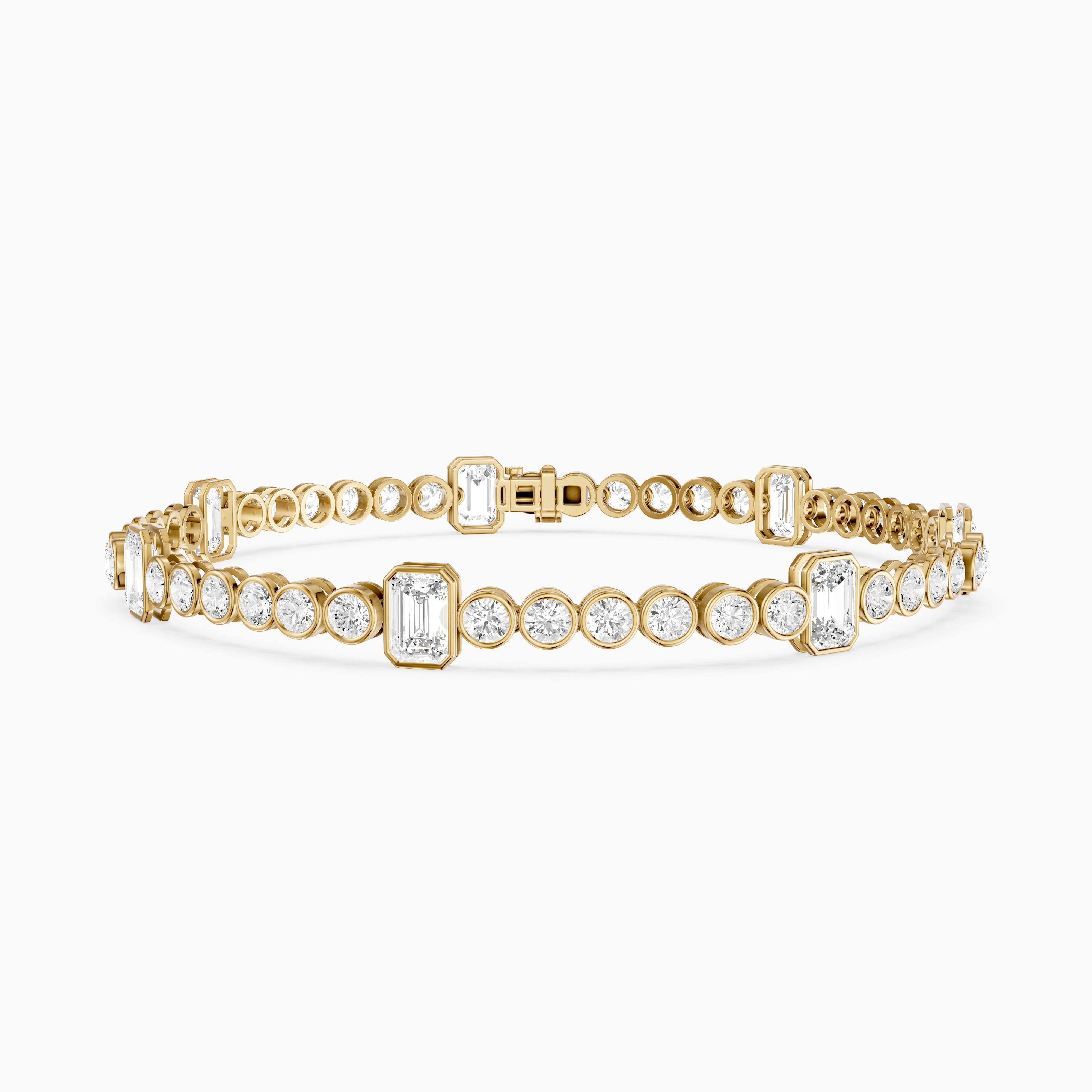 Daisy Emerald Cut and Round Lab Grown Diamond Station Tennis Bracelet