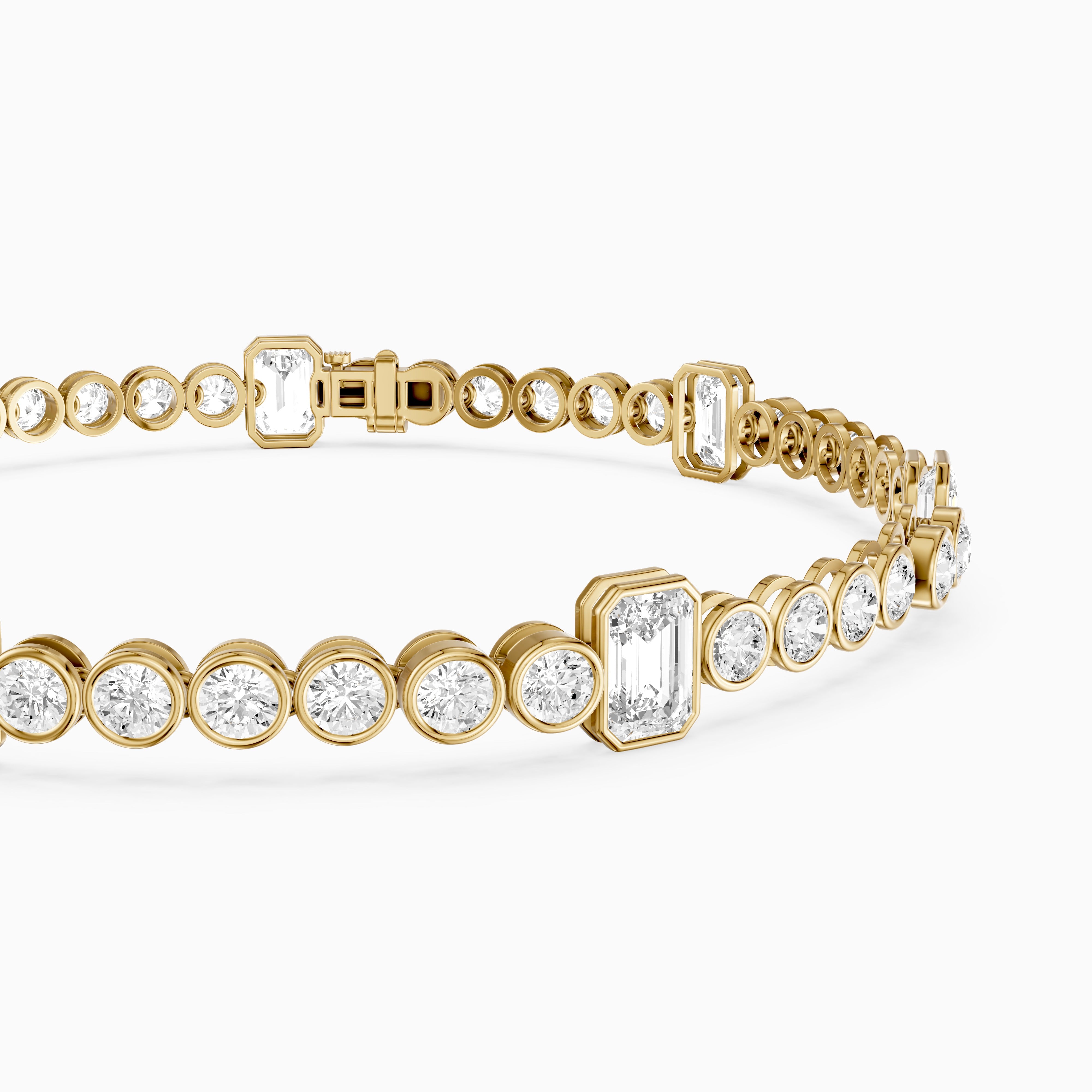 Daisy Emerald Cut and Round Lab Grown Diamond Station Tennis Bracelet