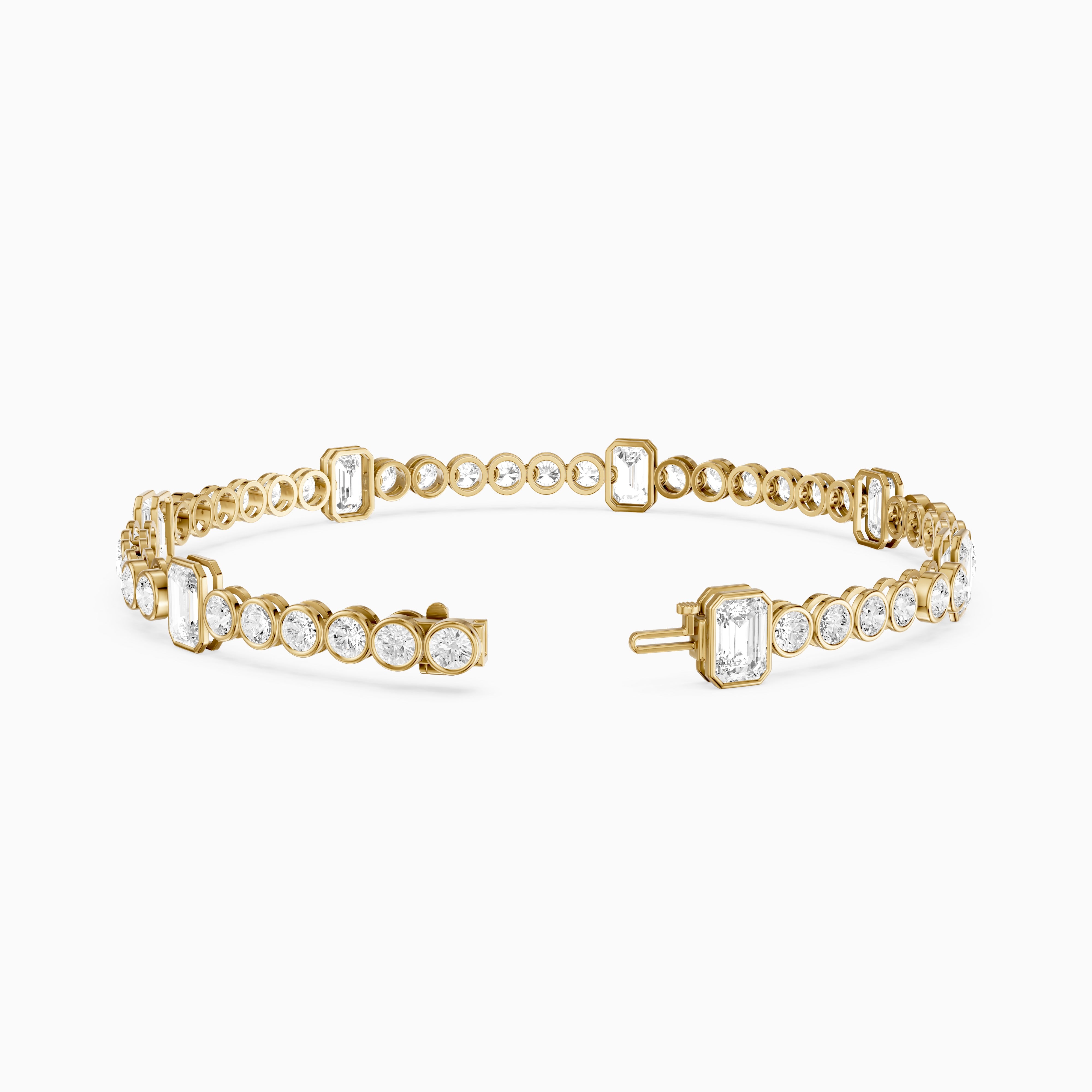 Daisy Emerald Cut and Round Lab Grown Diamond Station Tennis Bracelet