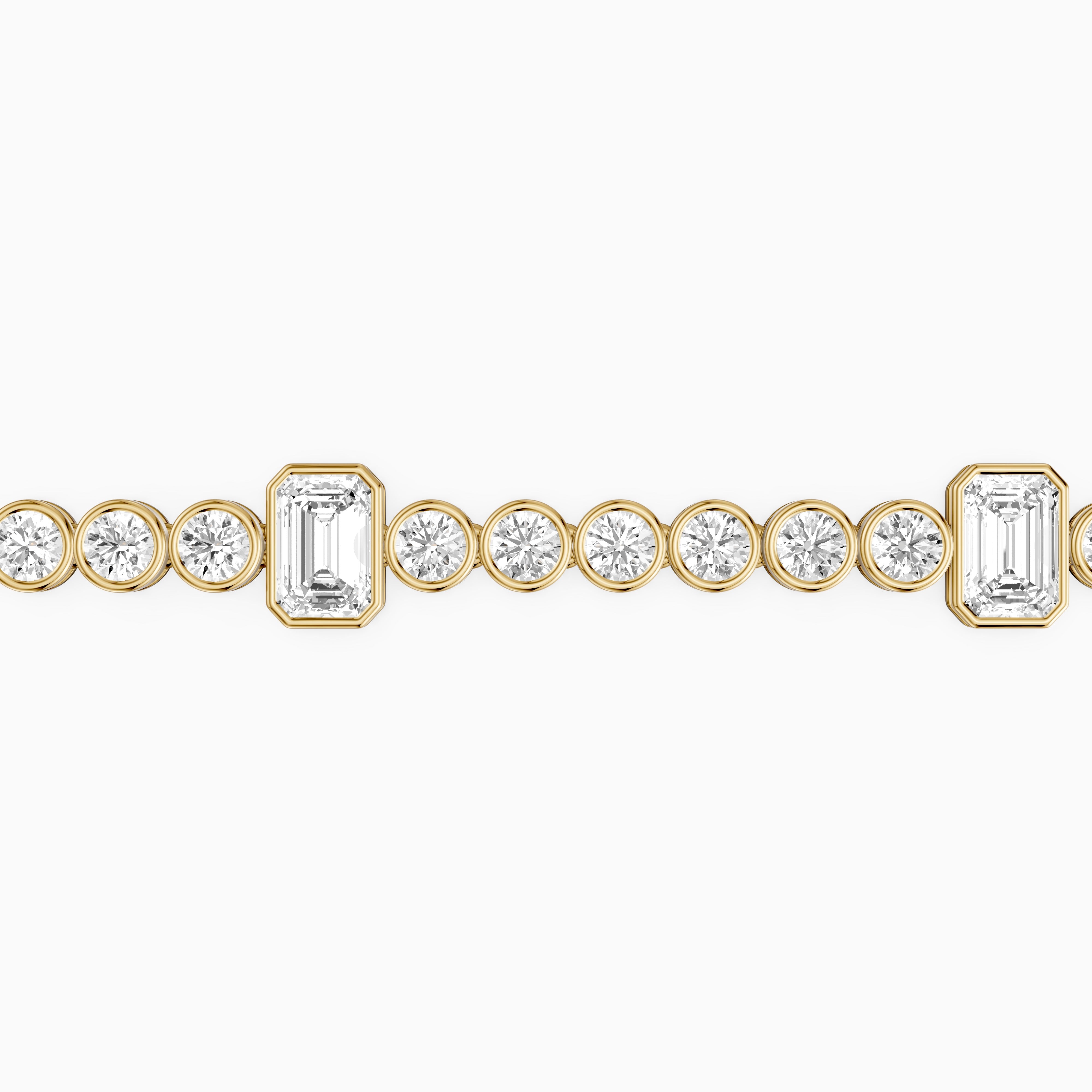 Daisy Emerald Cut and Round Lab Grown Diamond Station Tennis Bracelet