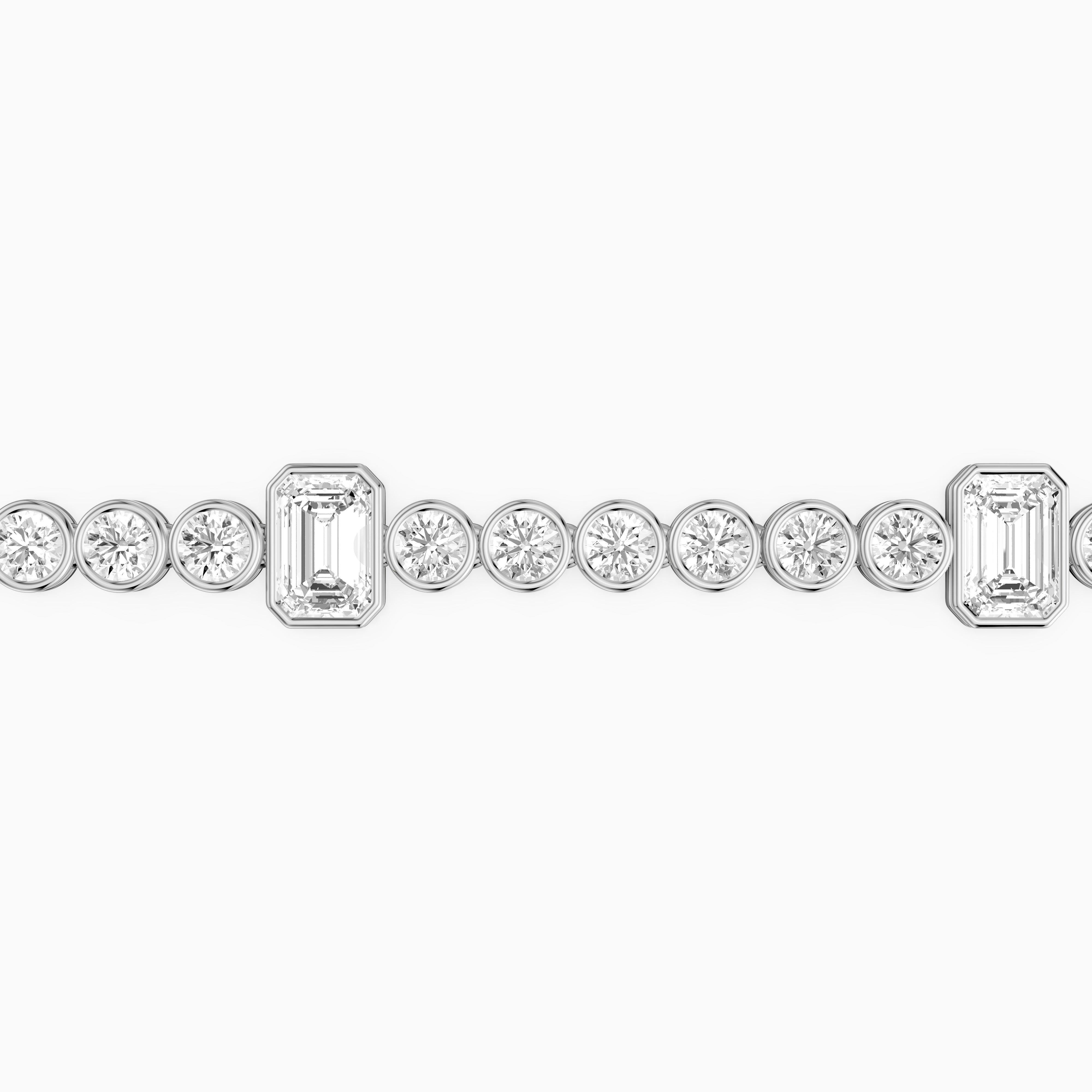 Daisy Emerald Cut and Round Lab Grown Diamond Station Tennis Bracelet