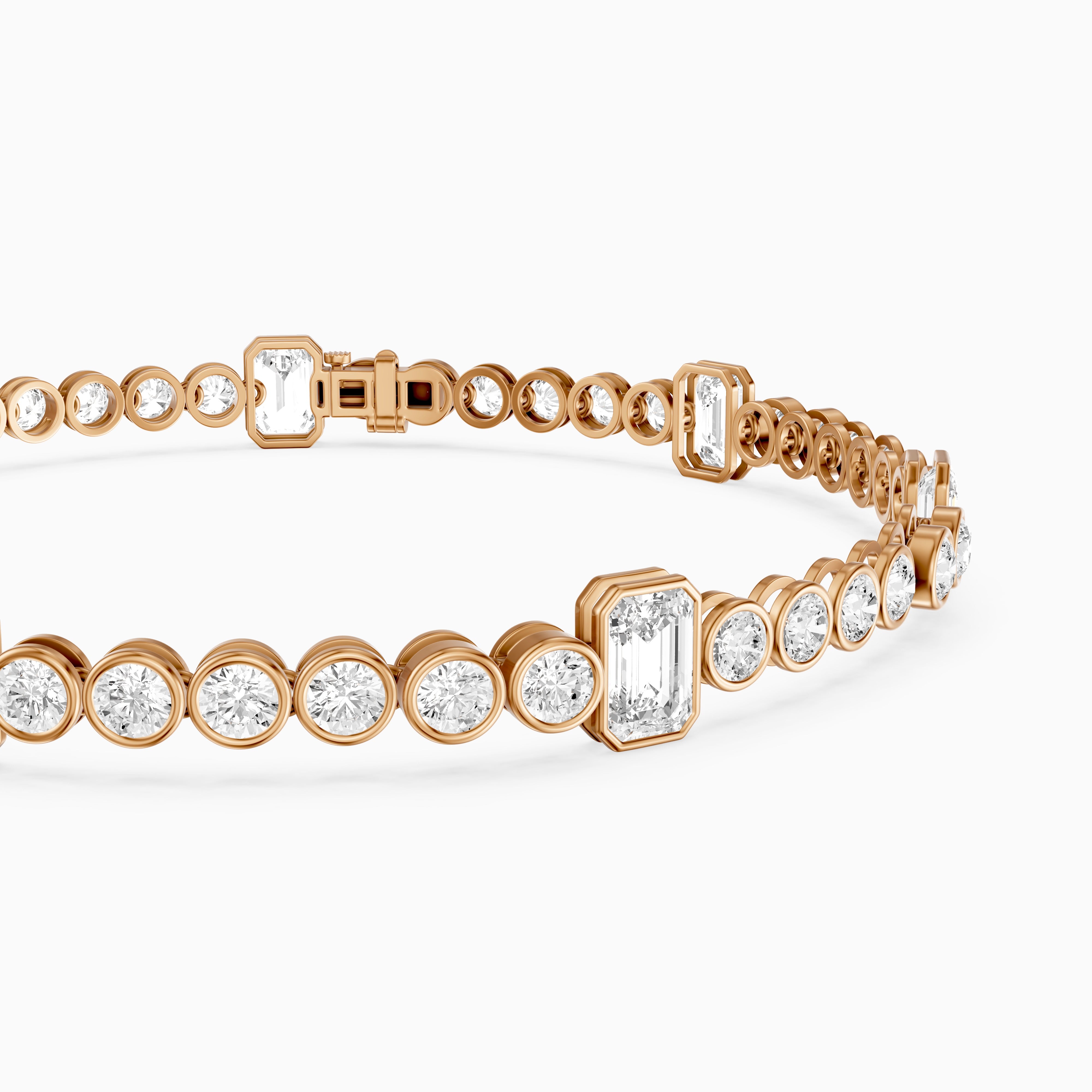 Daisy Emerald Cut and Round Lab Grown Diamond Station Tennis Bracelet