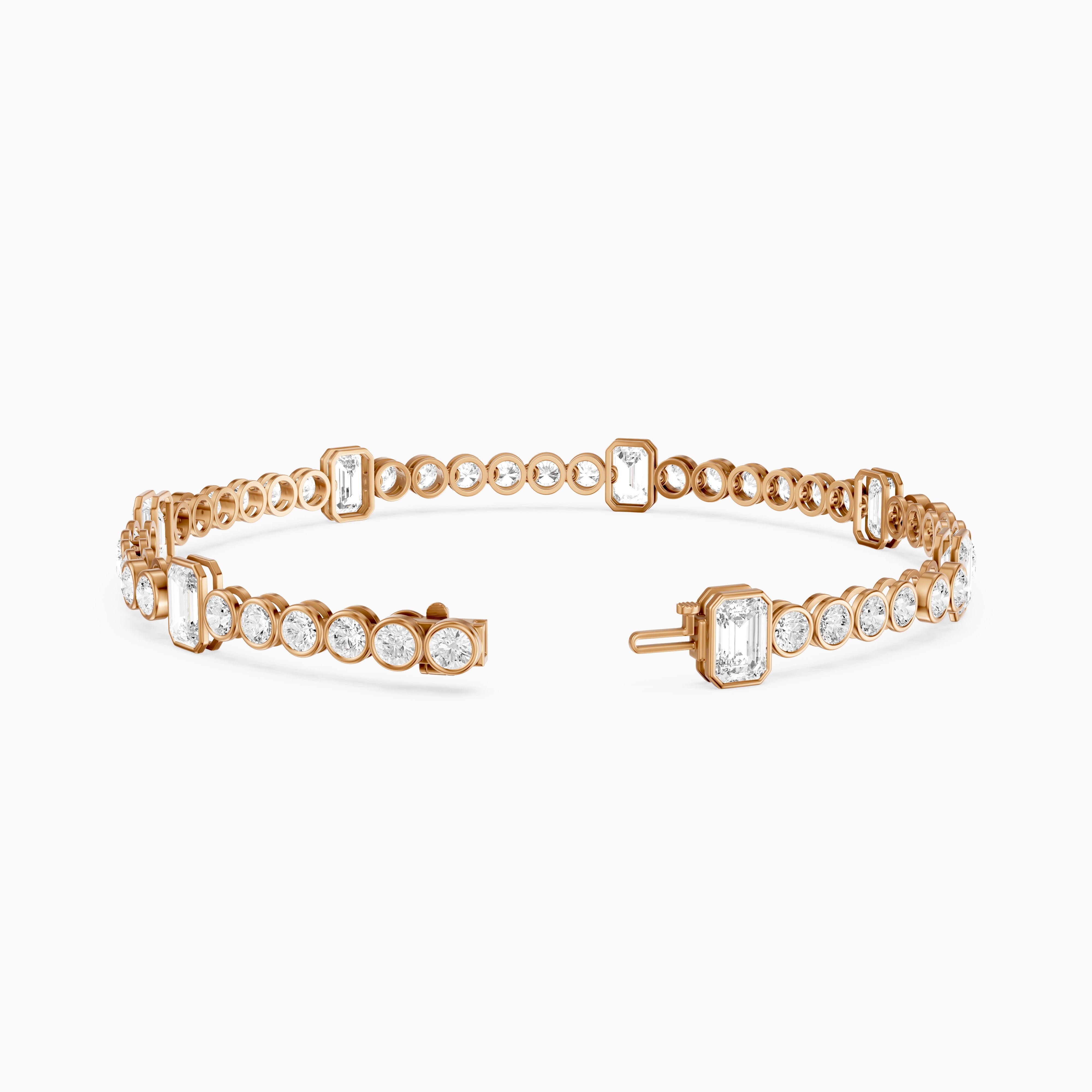 Daisy Emerald Cut and Round Lab Grown Diamond Station Tennis Bracelet