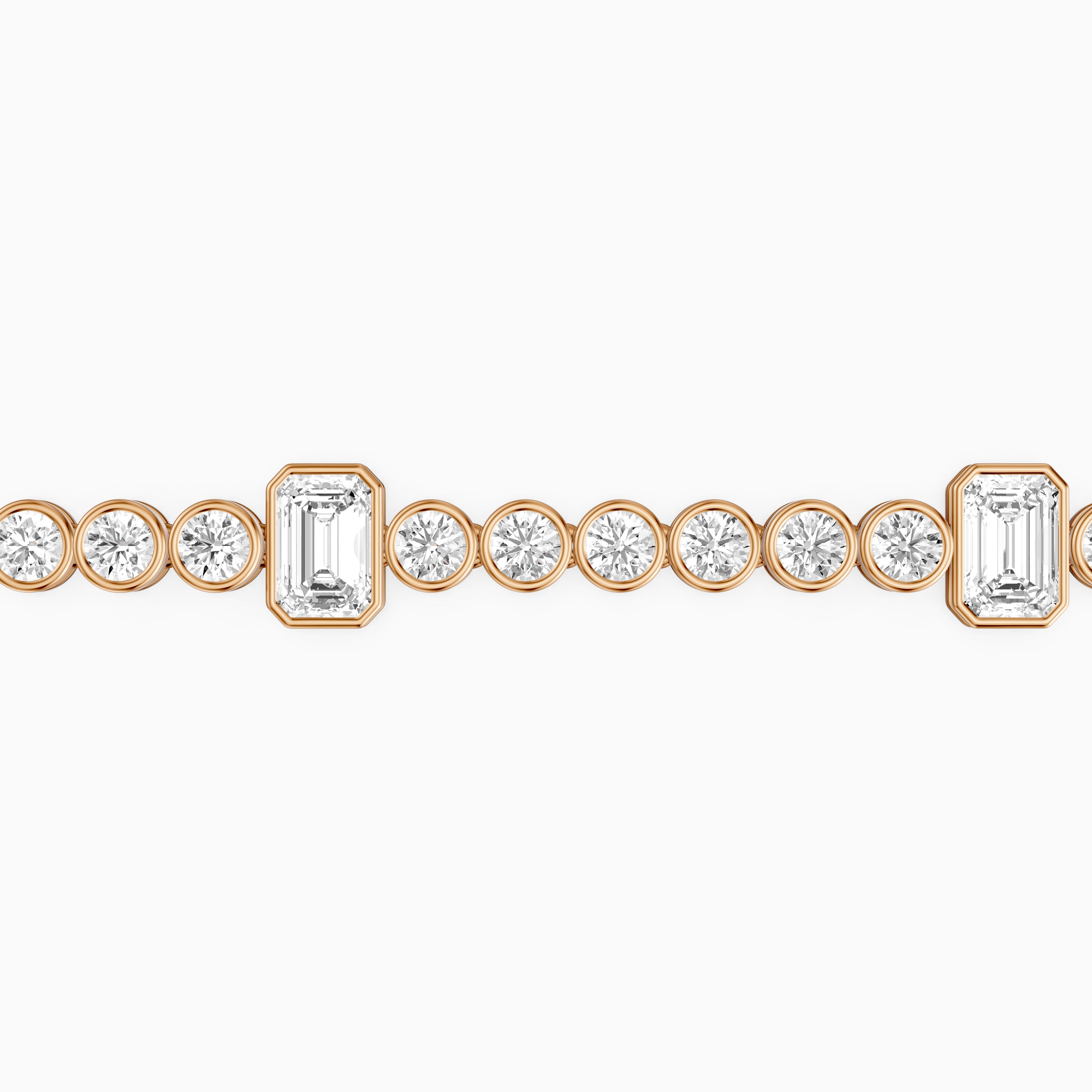 Daisy Emerald Cut and Round Lab Grown Diamond Station Tennis Bracelet