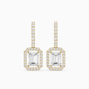 Georgina Emerald Cut Lab Grown Diamond Halo Drop Earrings