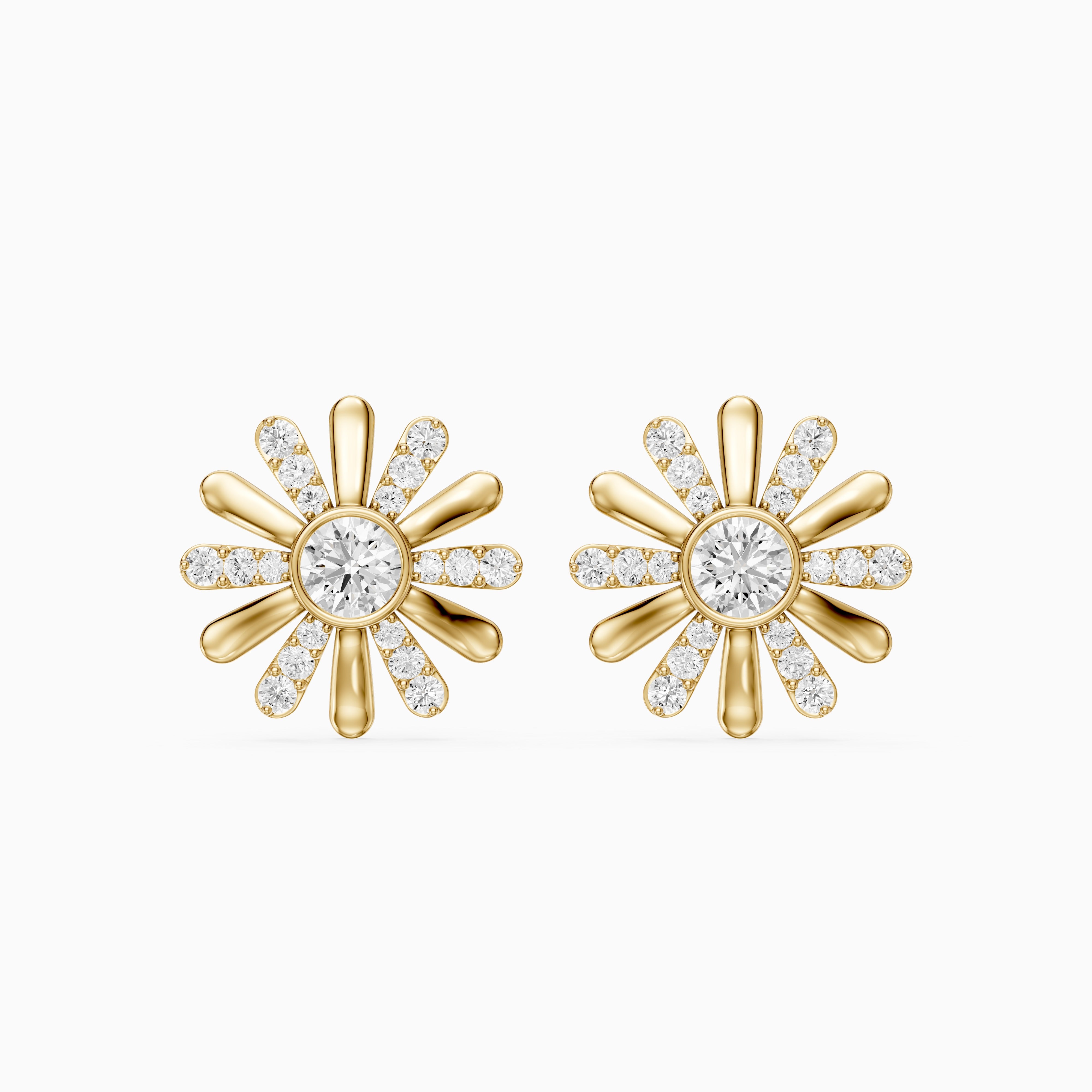 Zaria Round Shape Lab Grown Diamond Daisy Stud Earrings