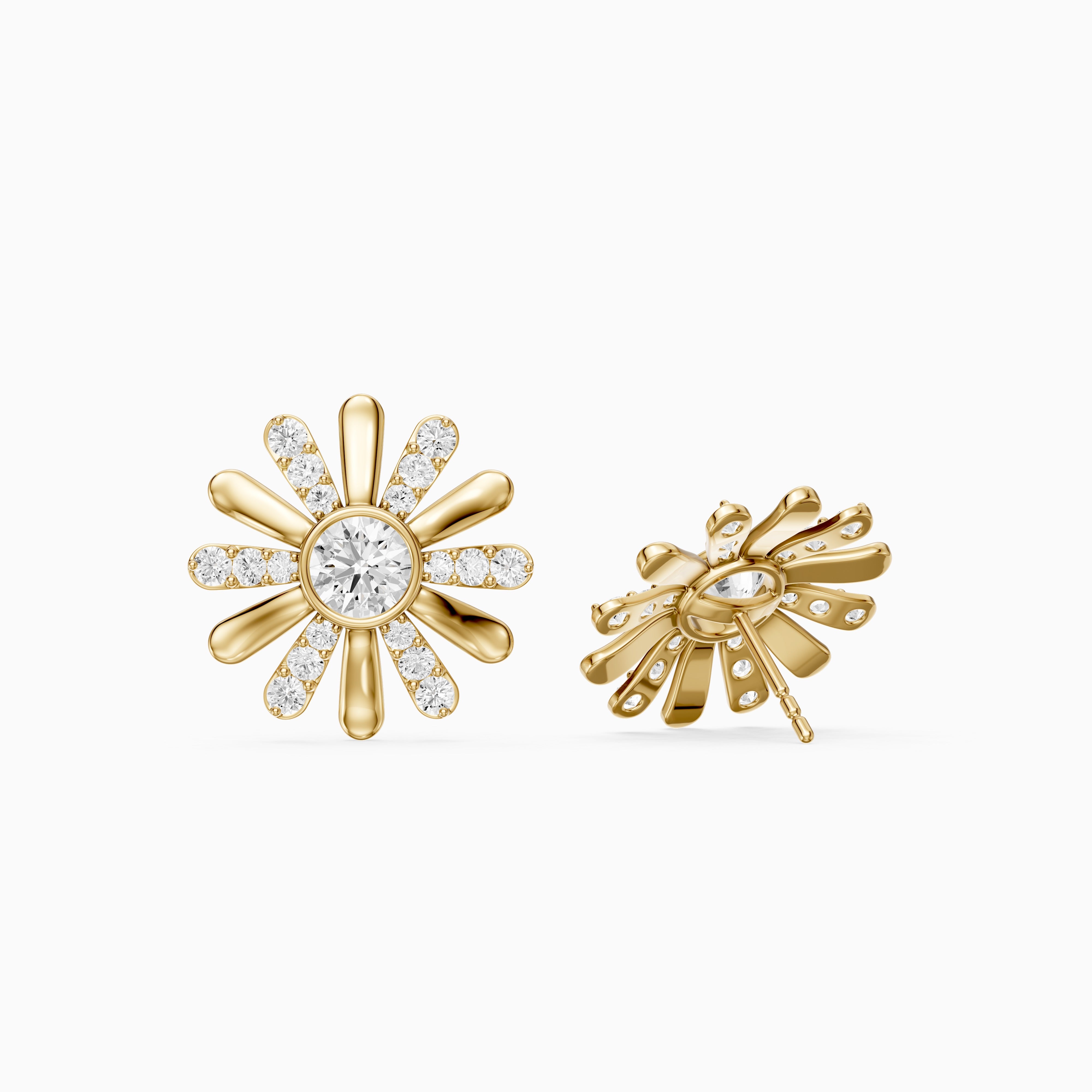 Zaria Round Shape Lab Grown Diamond Daisy Stud Earrings