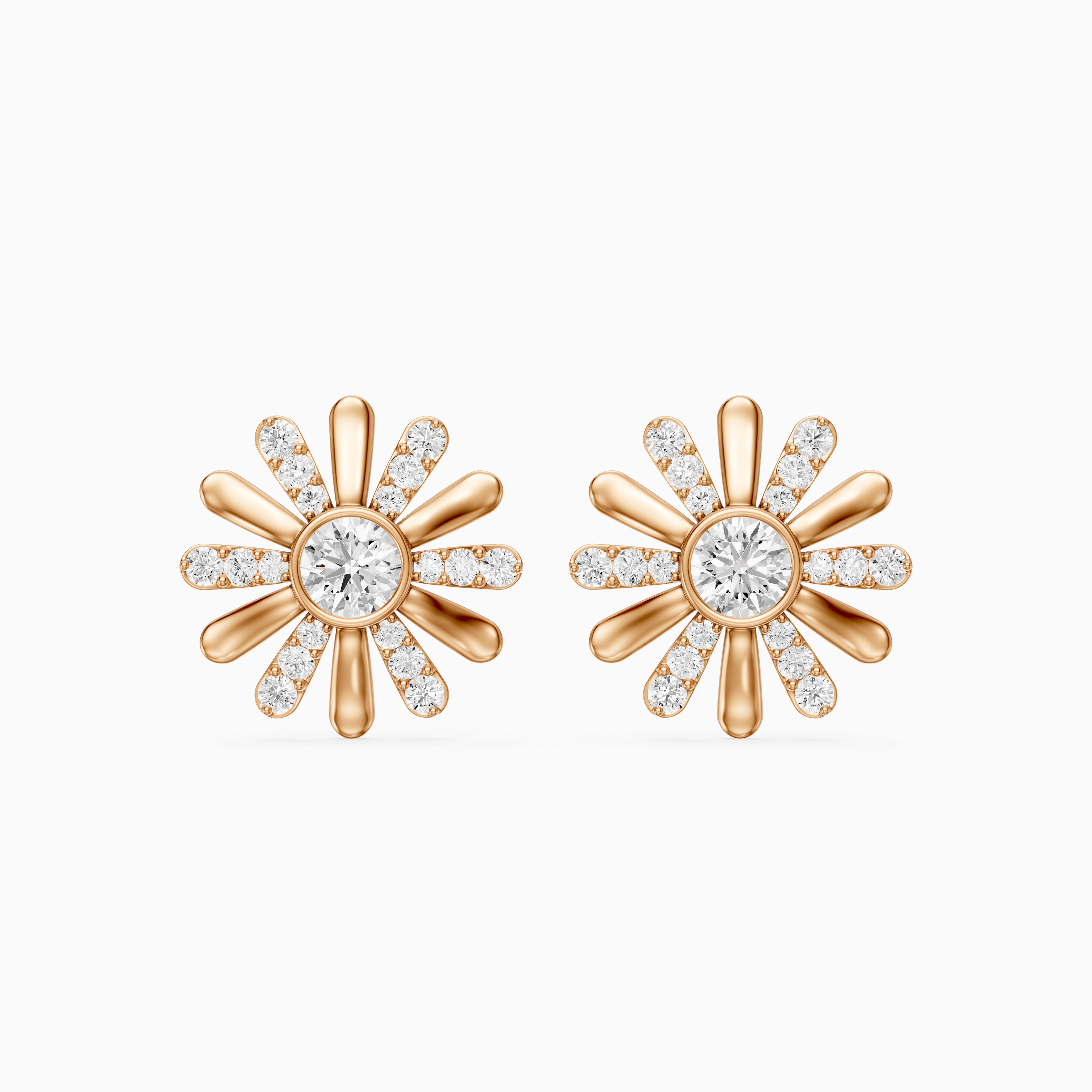 Zaria Round Shape Lab Grown Diamond Daisy Stud Earrings