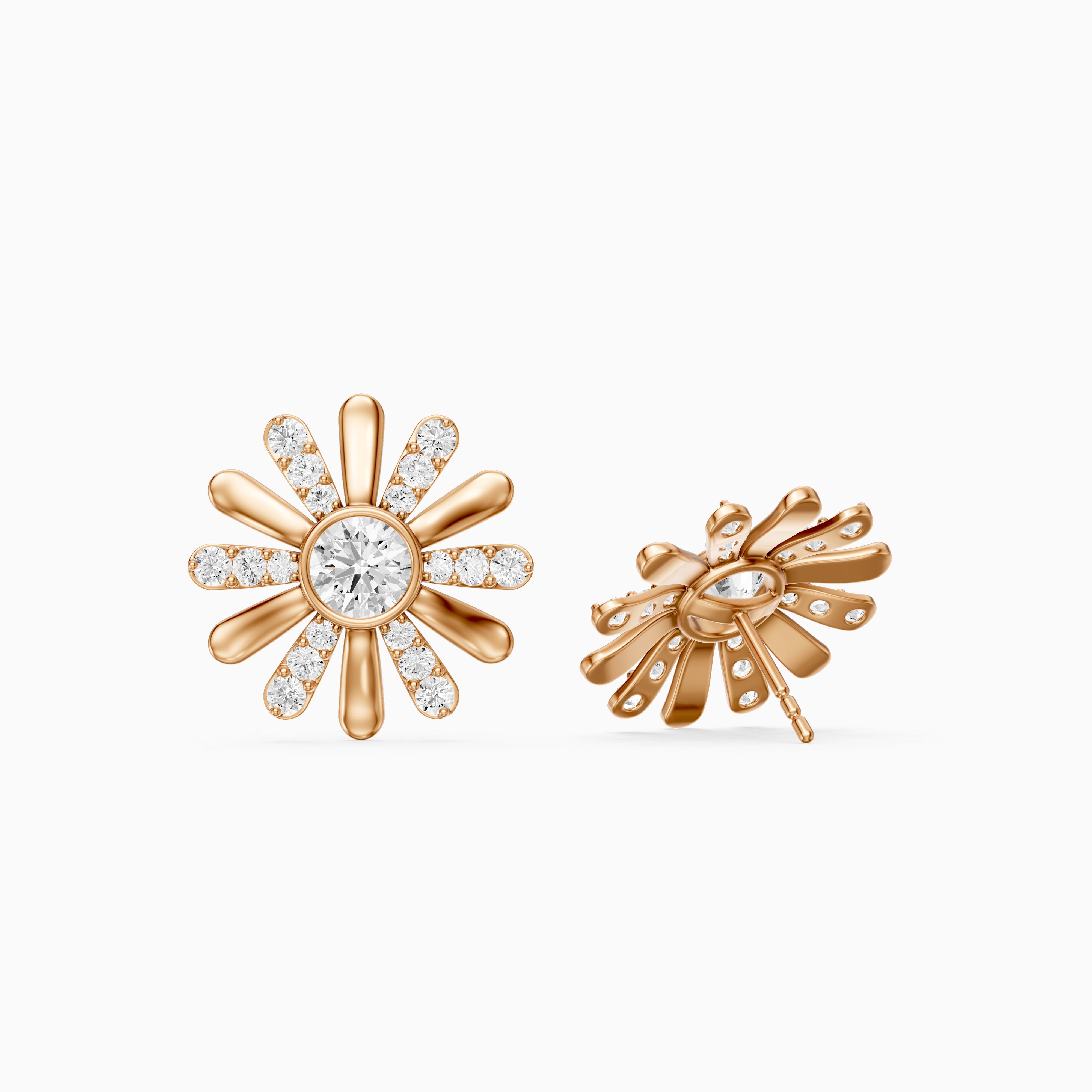 Zaria Round Shape Lab Grown Diamond Daisy Stud Earrings