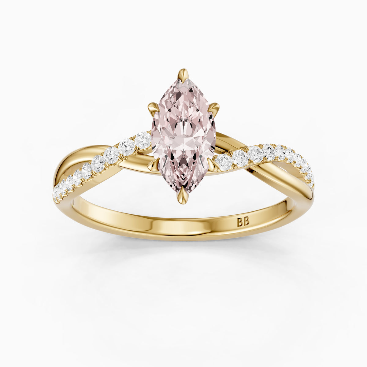 Larkin Marquise Pink Lab Grown Diamond Twisted Pavé Band Ring