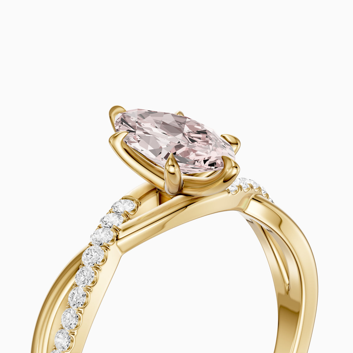 Larkin Marquise Pink Lab Grown Diamond Twisted Pavé Band Ring
