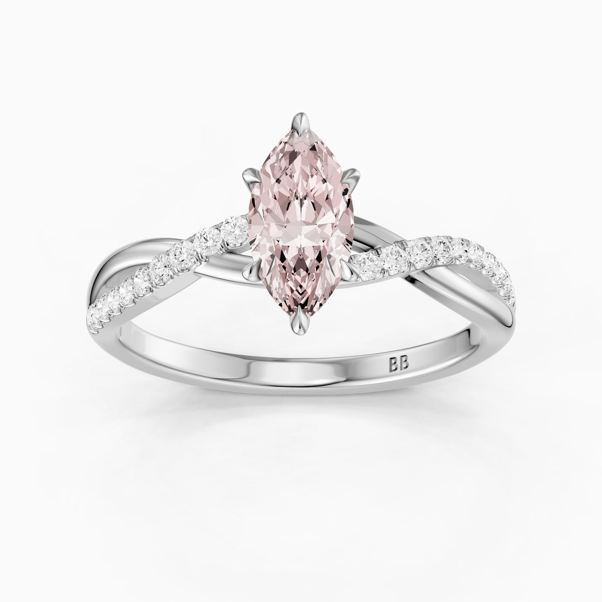 Larkin Marquise Pink Lab Grown Diamond Twisted Pavé Band Ring