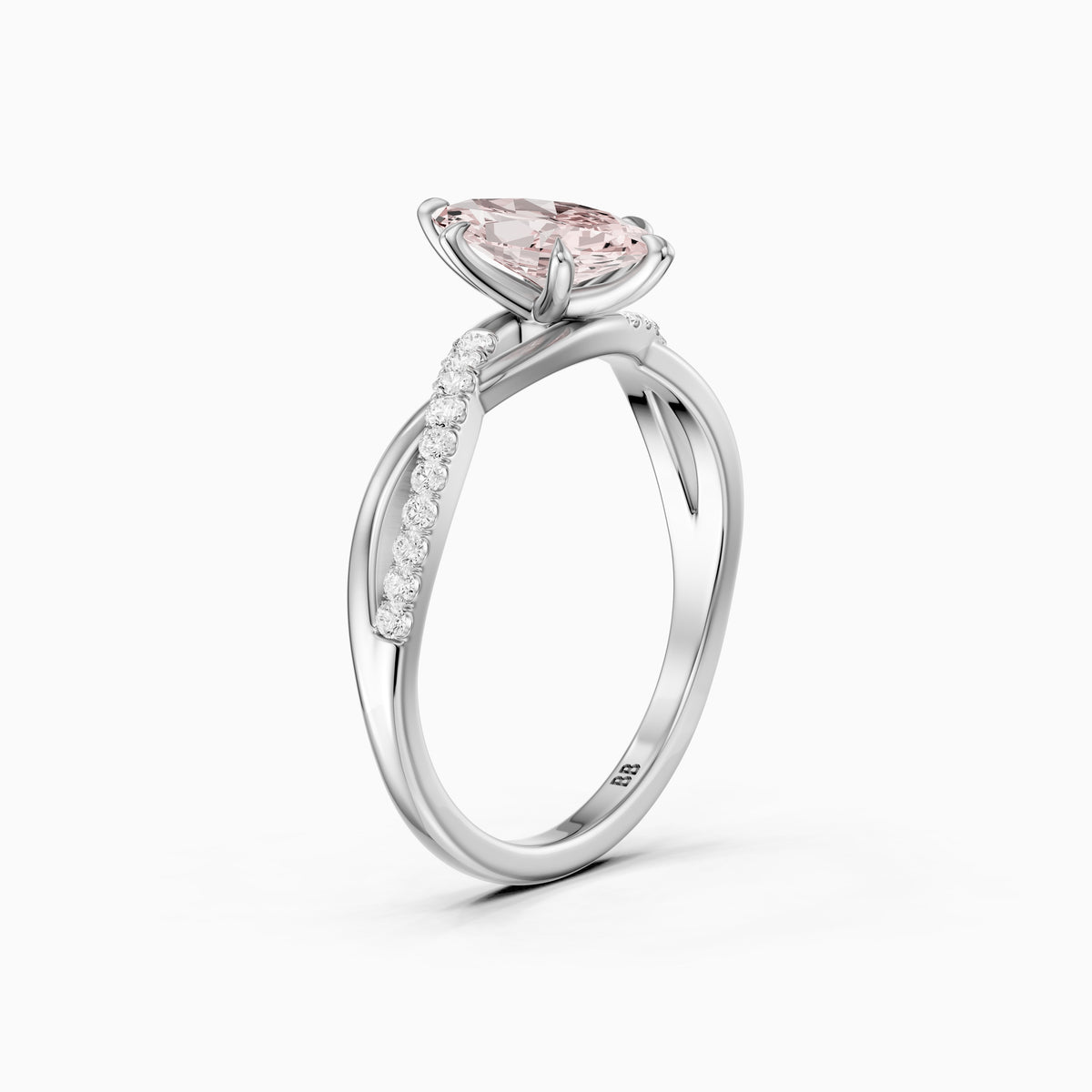 Larkin Marquise Pink Lab Grown Diamond Twisted Pavé Band Ring