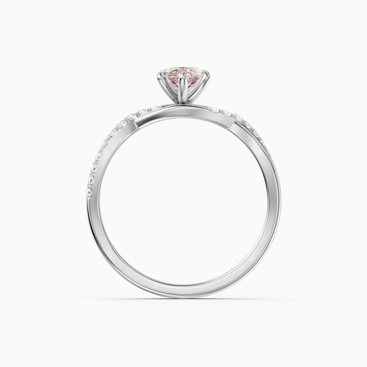 Larkin Marquise Pink Lab Grown Diamond Twisted Pavé Band Ring