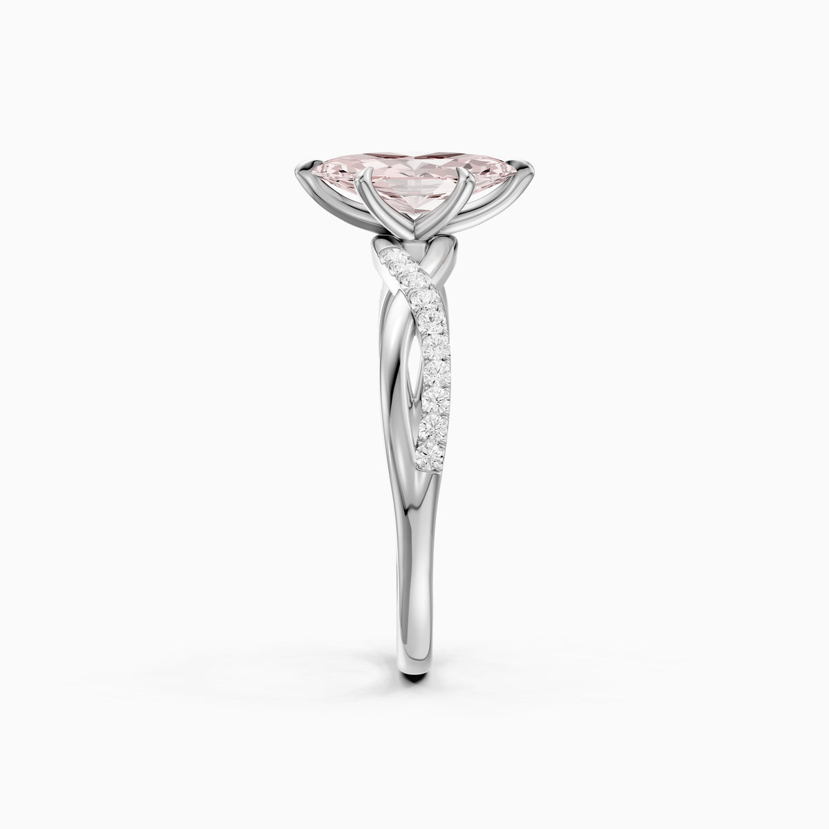 Larkin Marquise Pink Lab Grown Diamond Twisted Pavé Band Ring