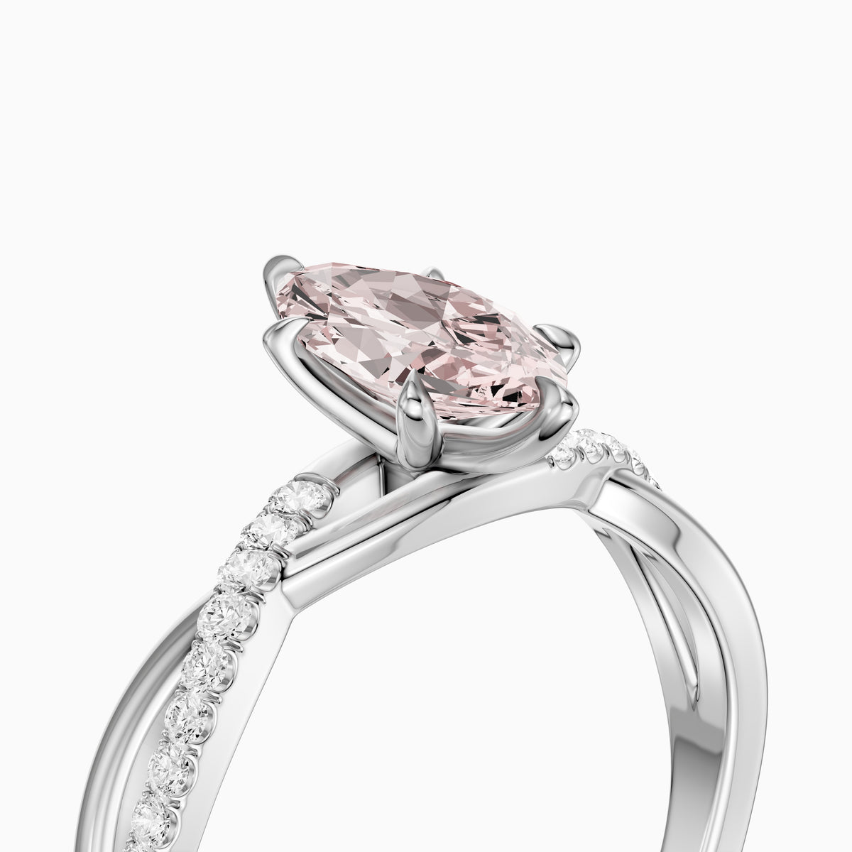 Larkin Marquise Pink Lab Grown Diamond Twisted Pavé Band Ring