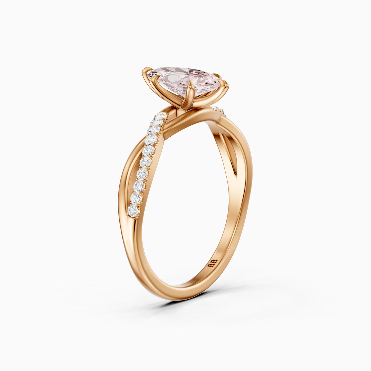 Larkin Marquise Pink Lab Grown Diamond Twisted Pavé Band Ring