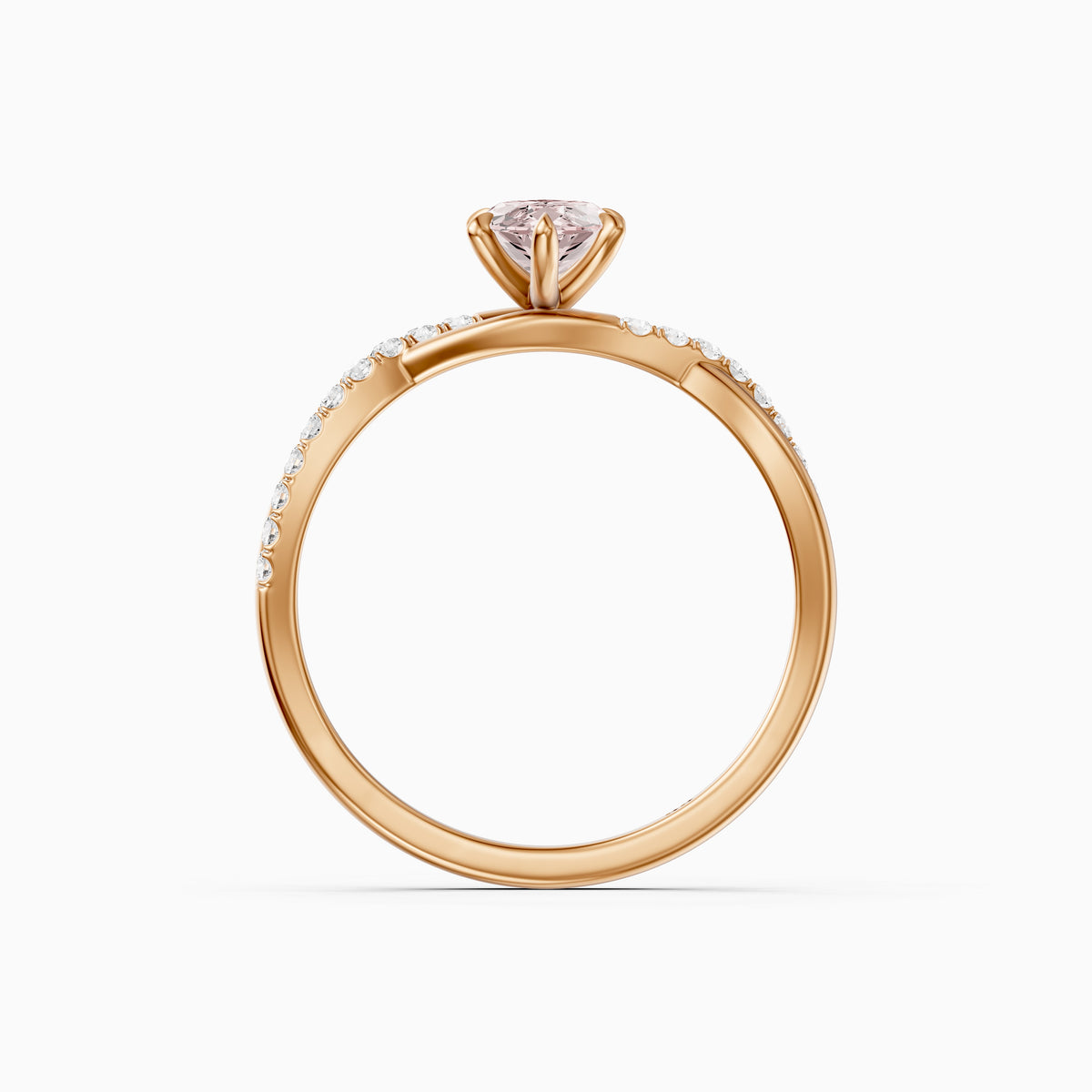 Larkin Marquise Pink Lab Grown Diamond Twisted Pavé Band Ring