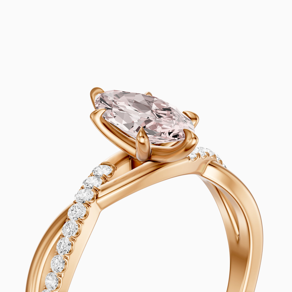 Larkin Marquise Pink Lab Grown Diamond Twisted Pavé Band Ring