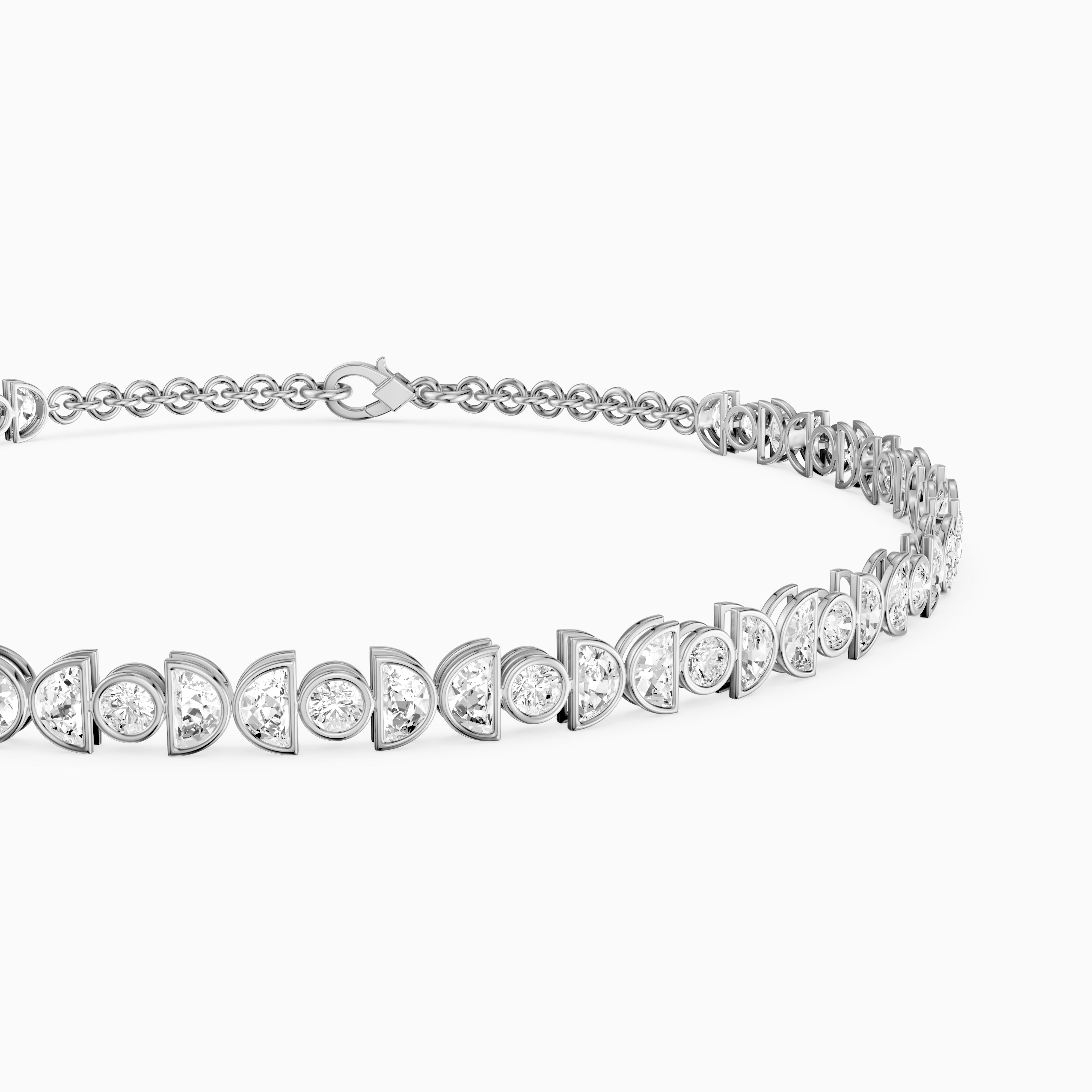 Aine Round and Half Moon Lab Grown Diamond Tennis Bracelet
