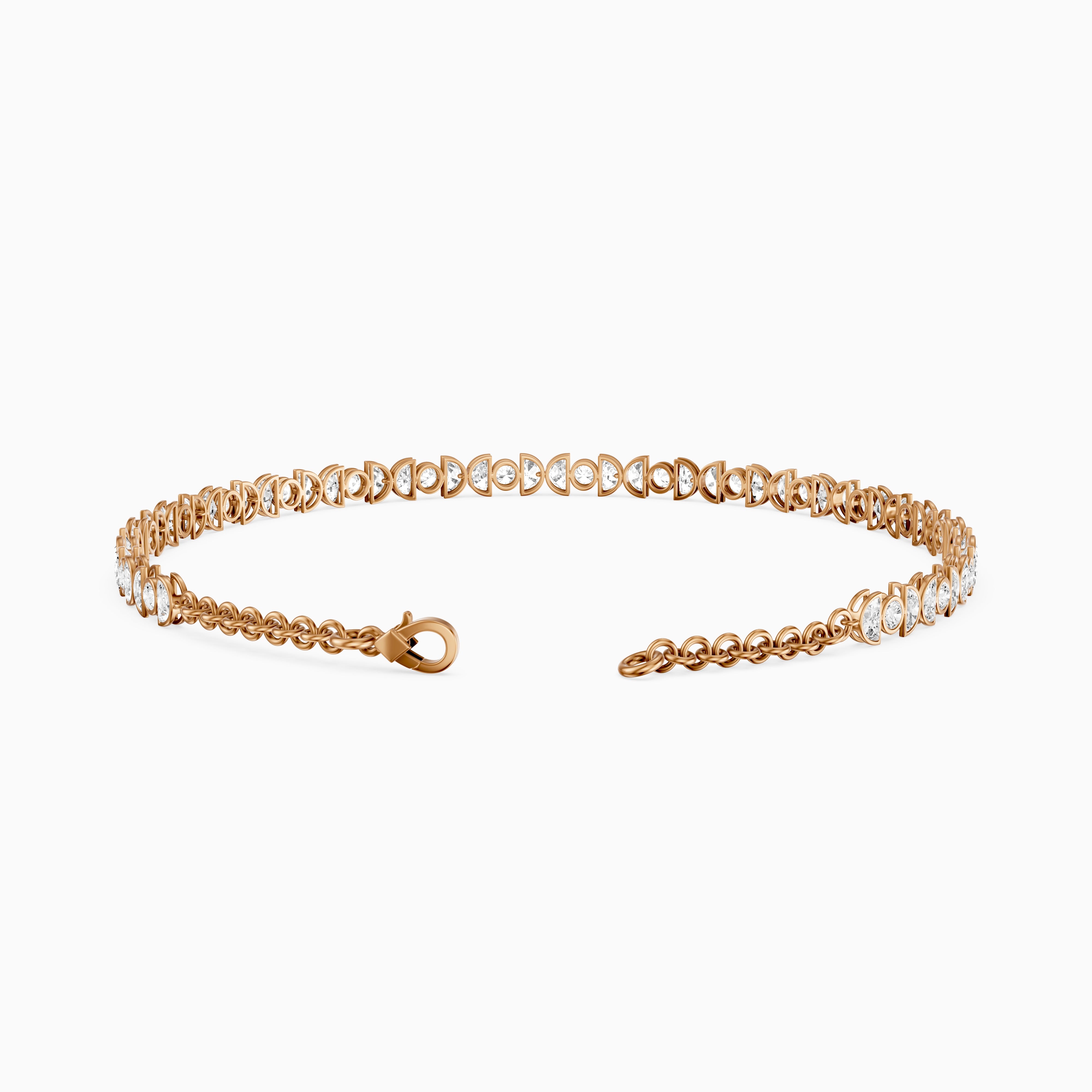 Aine Round and Half Moon Lab Grown Diamond Tennis Bracelet