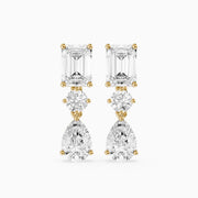 Gracelyn Emerald, Round and Pear Cut Lab Grown Diamond Dangle Earrings
